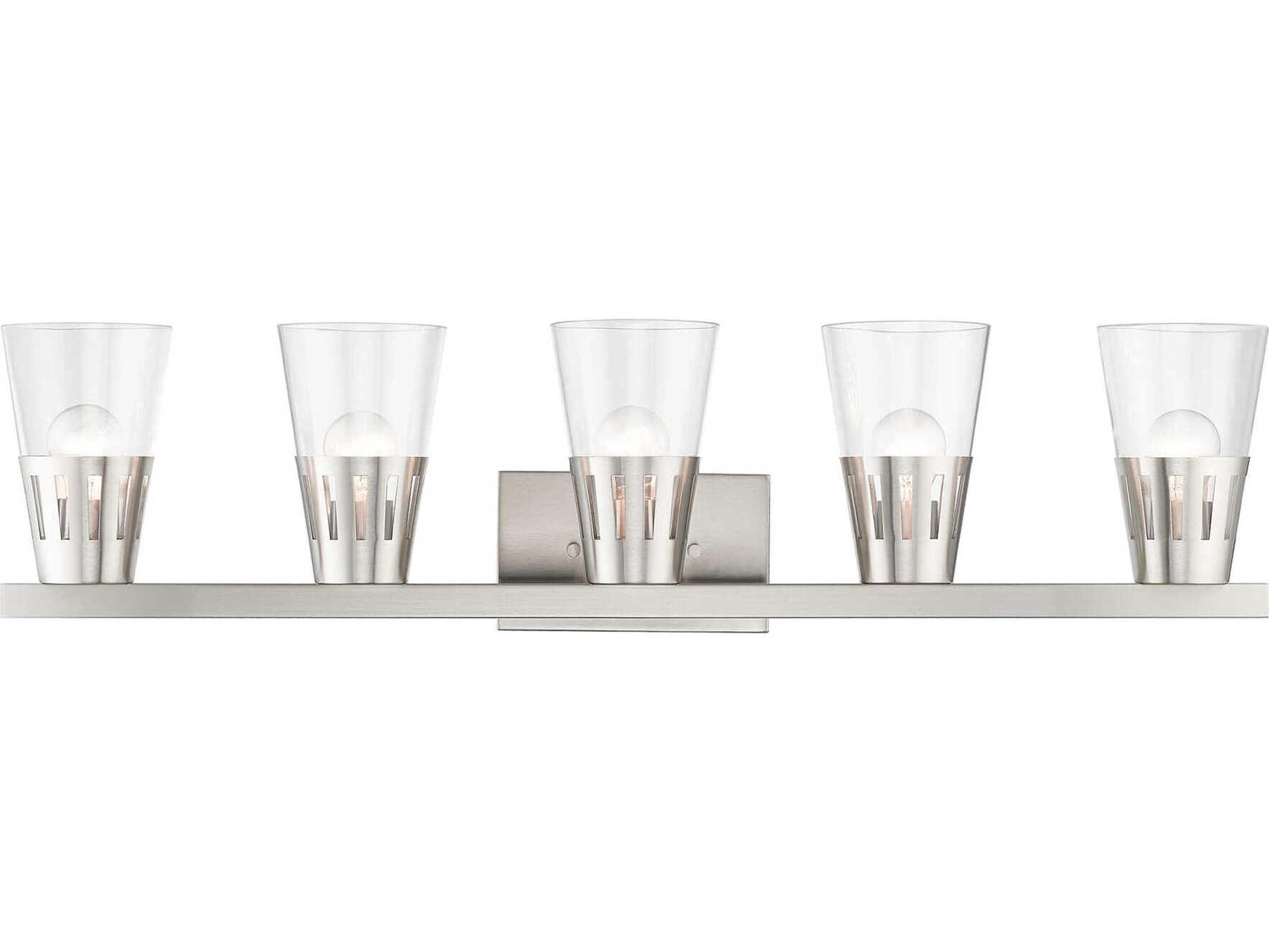 Bennington 5-Light Brushed Nickel Glass Vanity Light