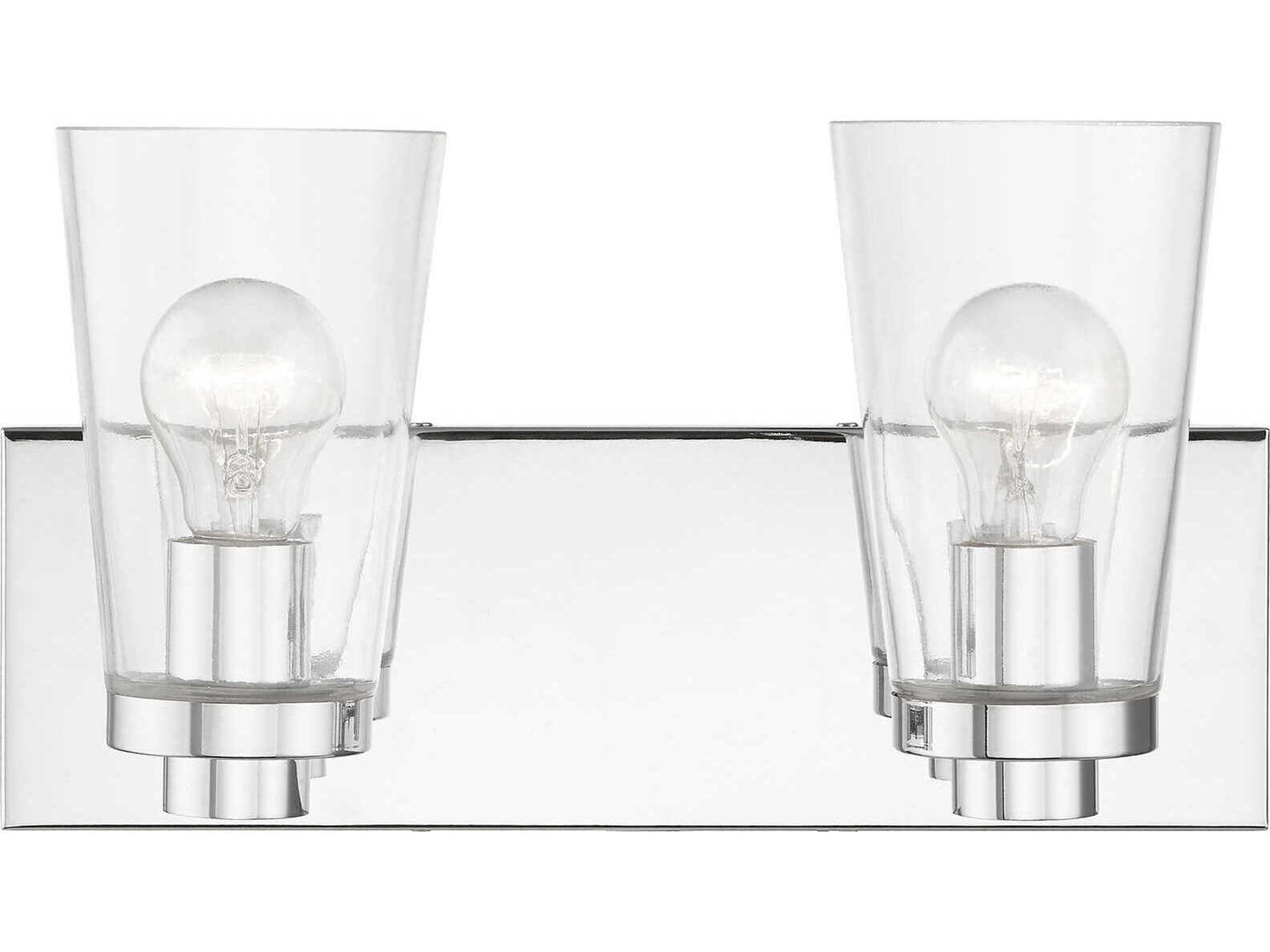 Cityview 2-Light Polished Chrome Glass Vanity Light