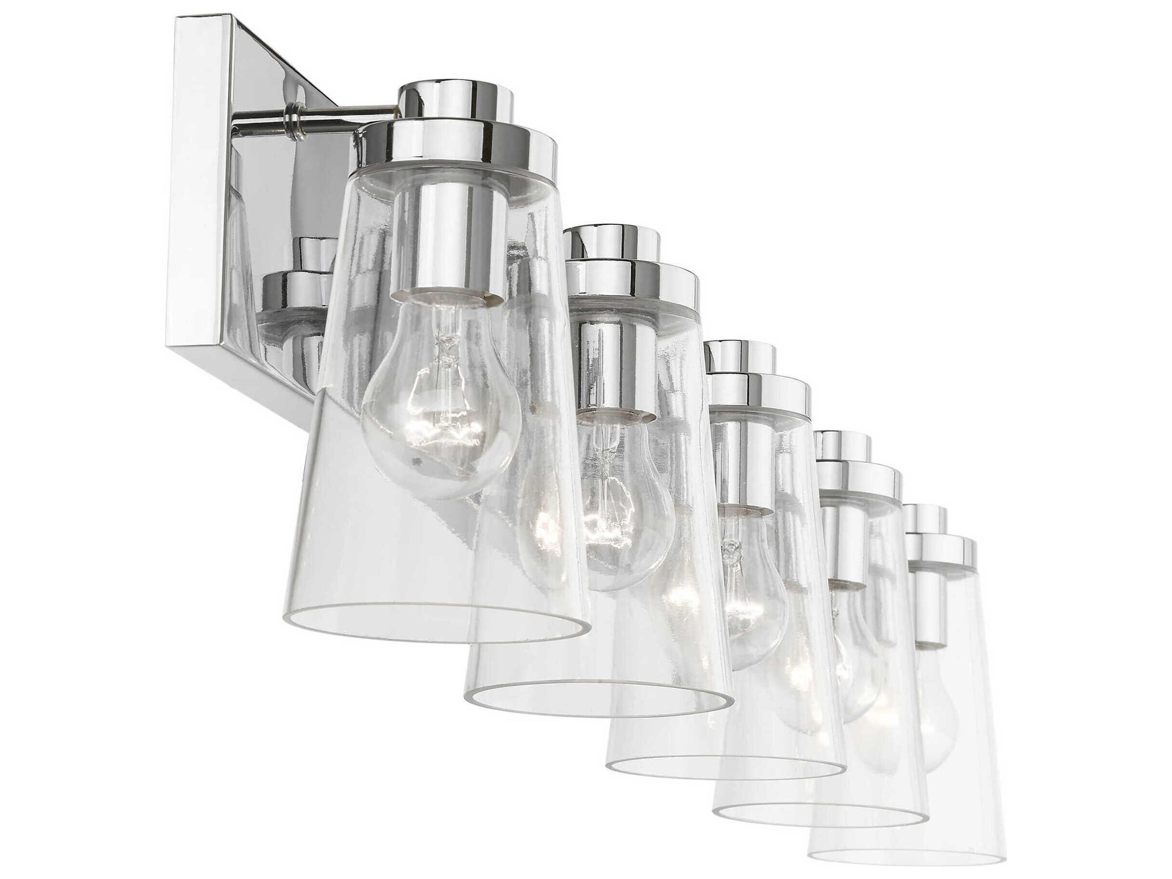 Livex Lighting Cityview 5-Light Polished Chrome Glass Vanity Light