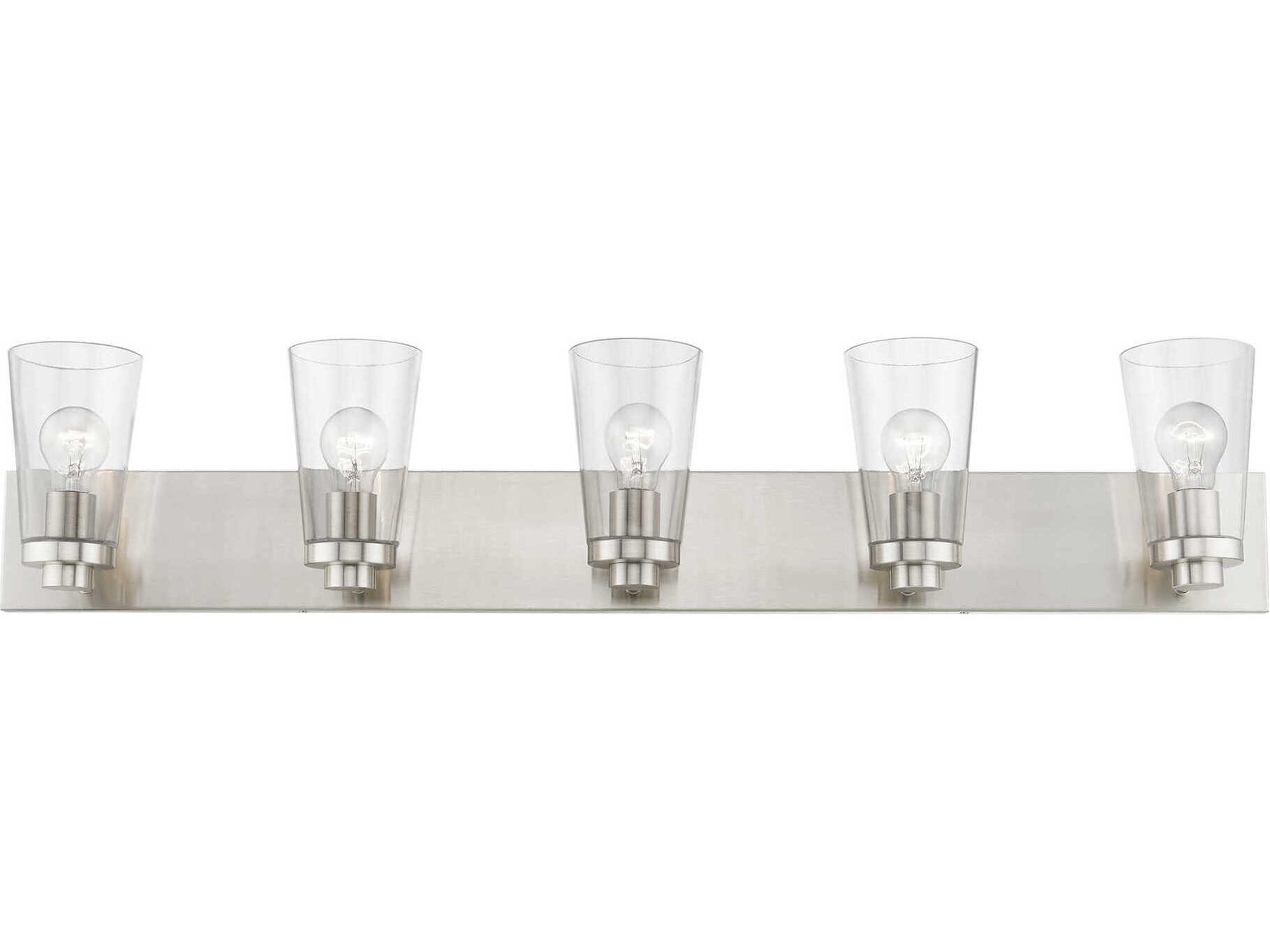 Livex Lighting Cityview 5-Light Brushed Nickel Glass Vanity Light