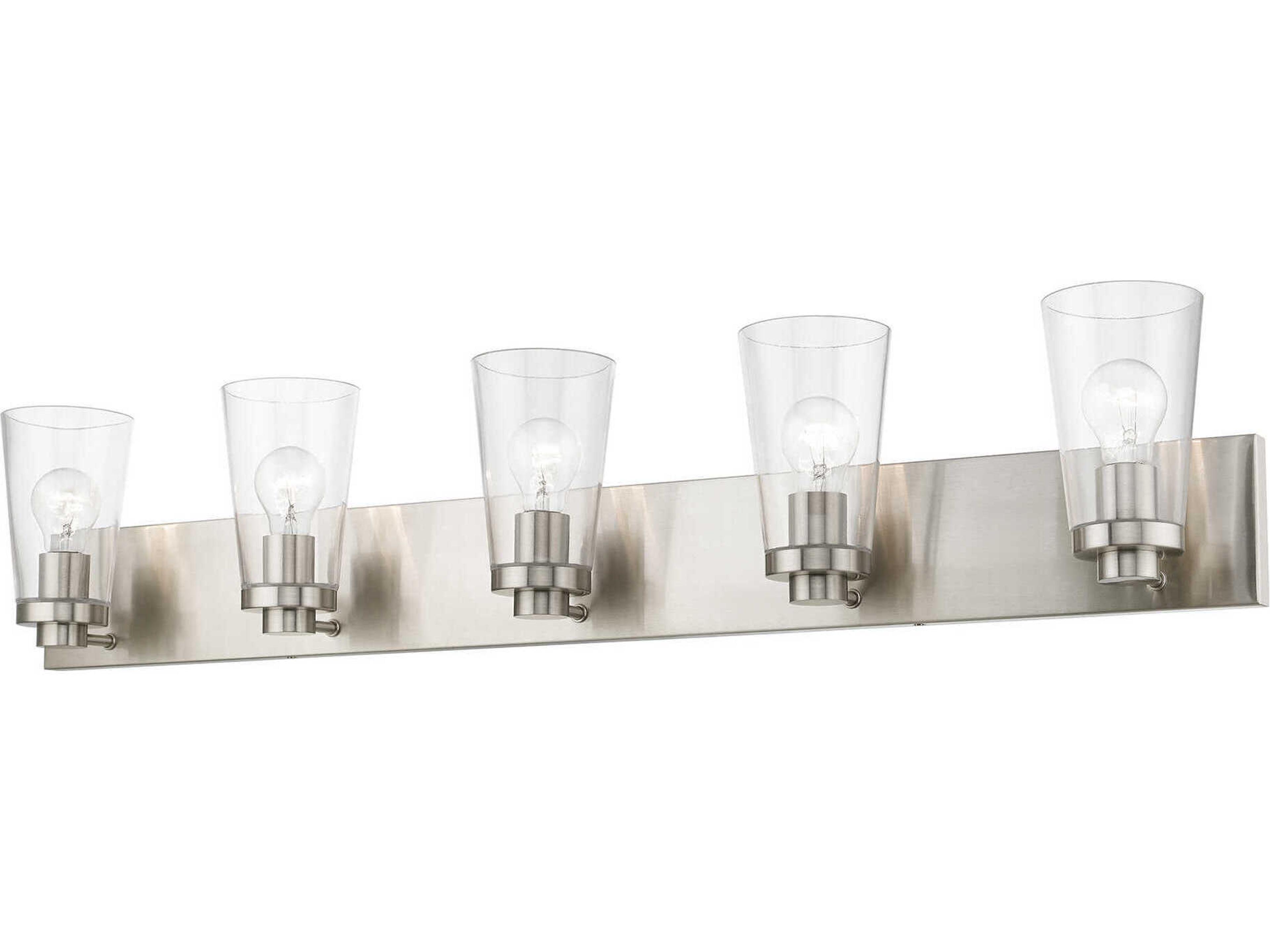 Livex Lighting Cityview 5-Light Brushed Nickel Glass Vanity Light