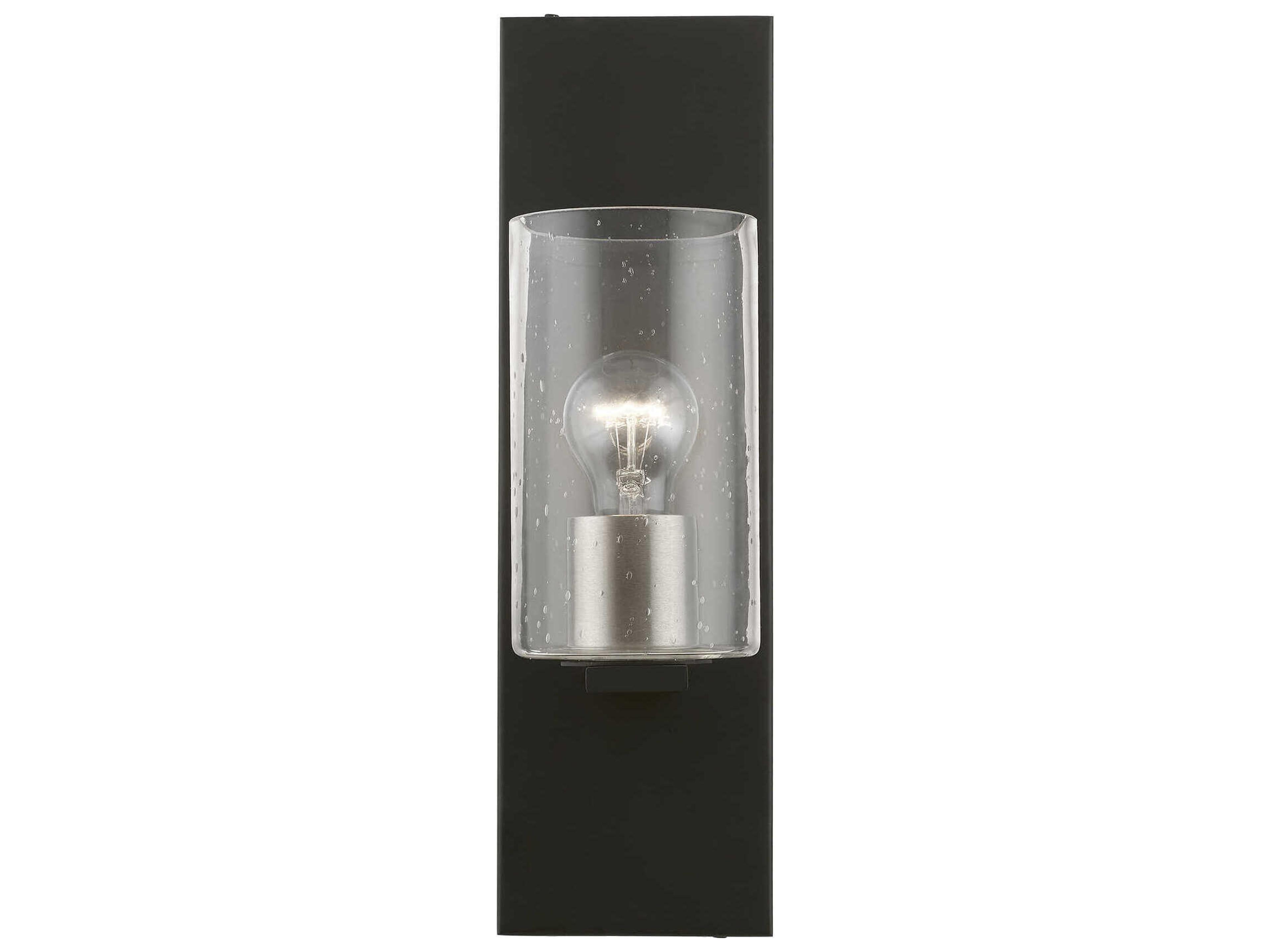 Livex Lighting Zurich 1-Light Black Brushed Nickel Glass Wall Sconce