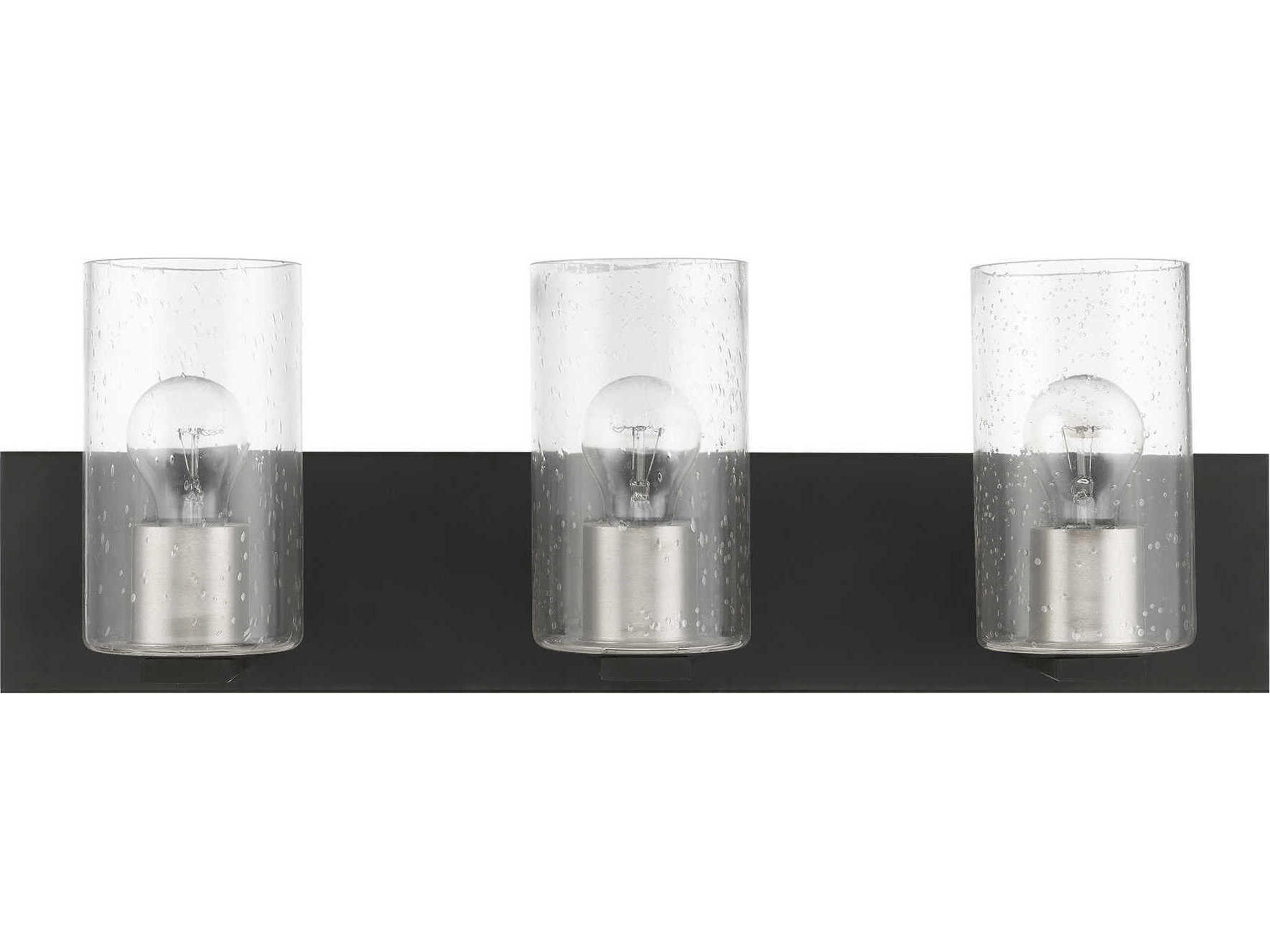 Livex Lighting Zurich 3-Light Black Brushed Nickel Glass Vanity Light