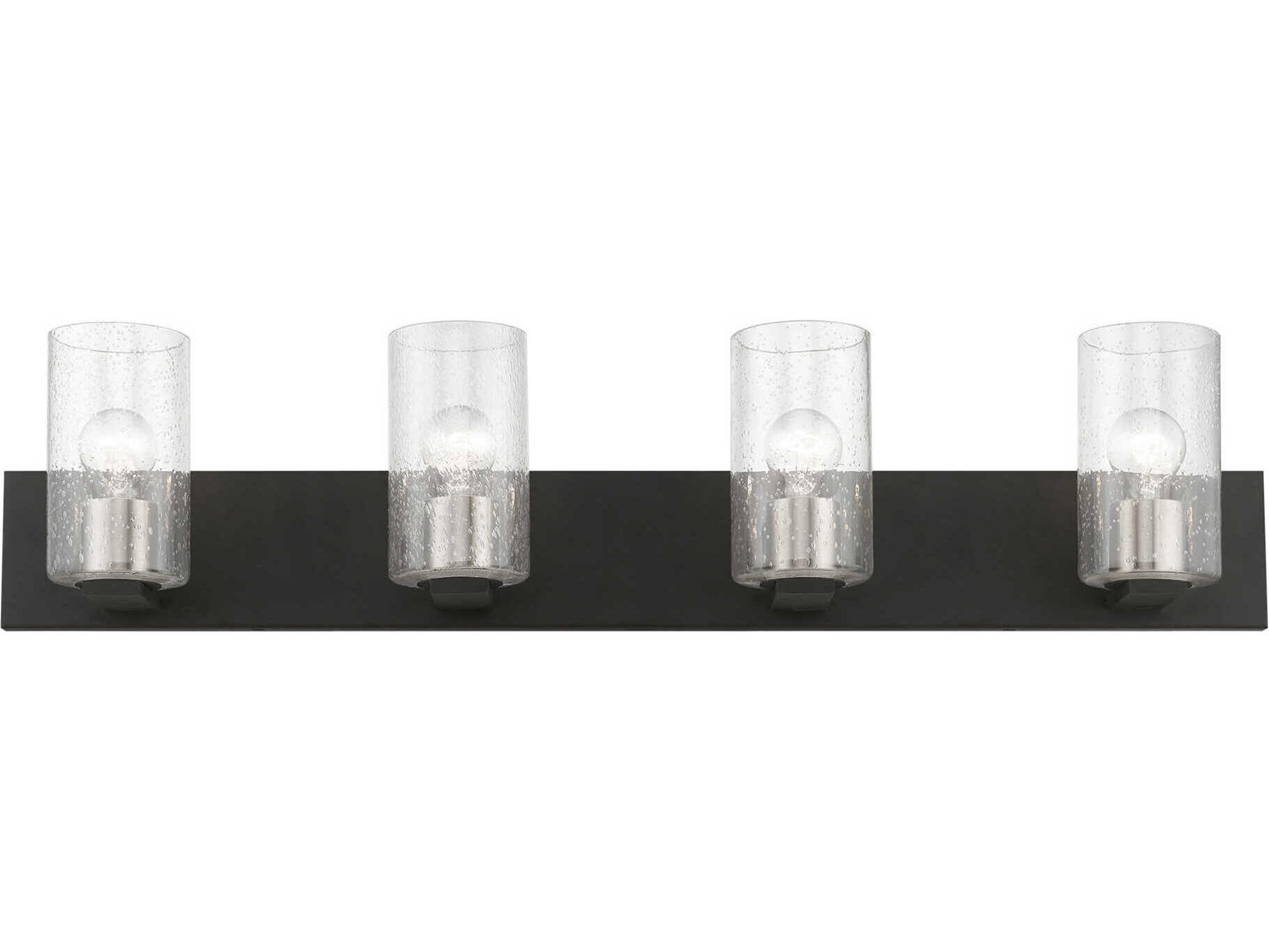Zurich 4-Light Black Brushed Nickel Glass Vanity Light