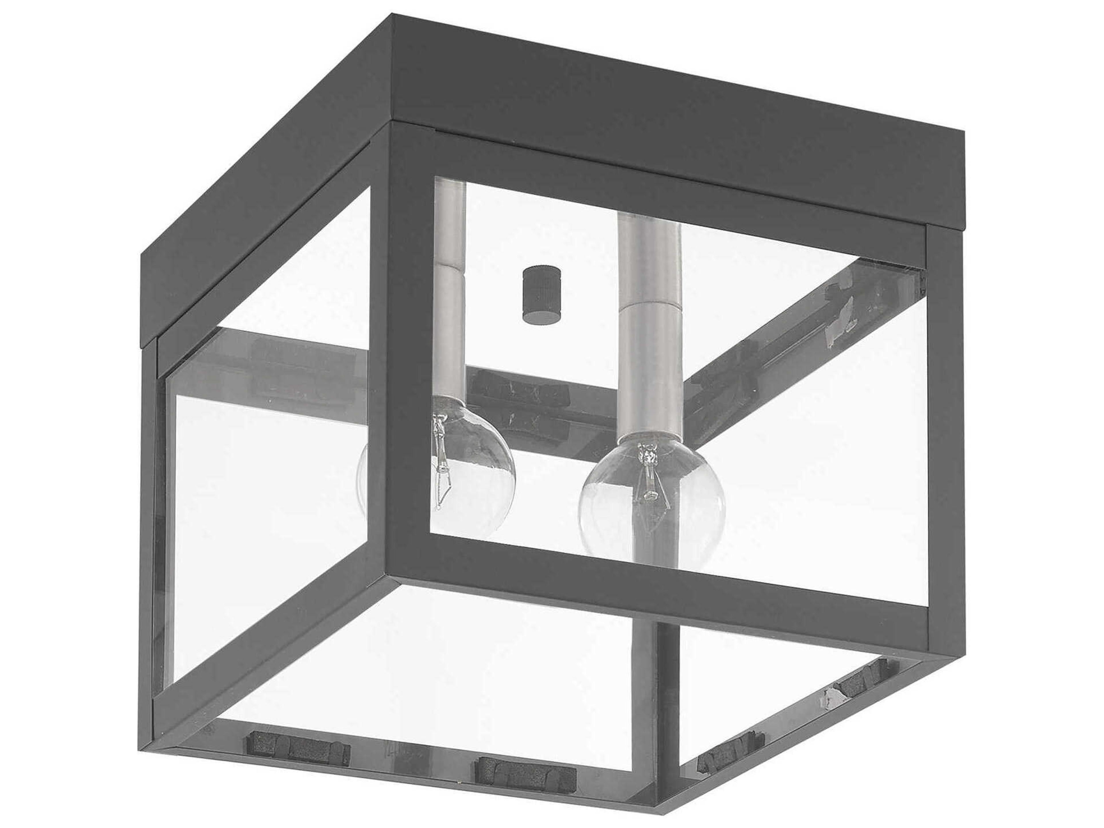 Livex Lighting Nyack 2-Light Scandinavian Gray Glass Flush Mount