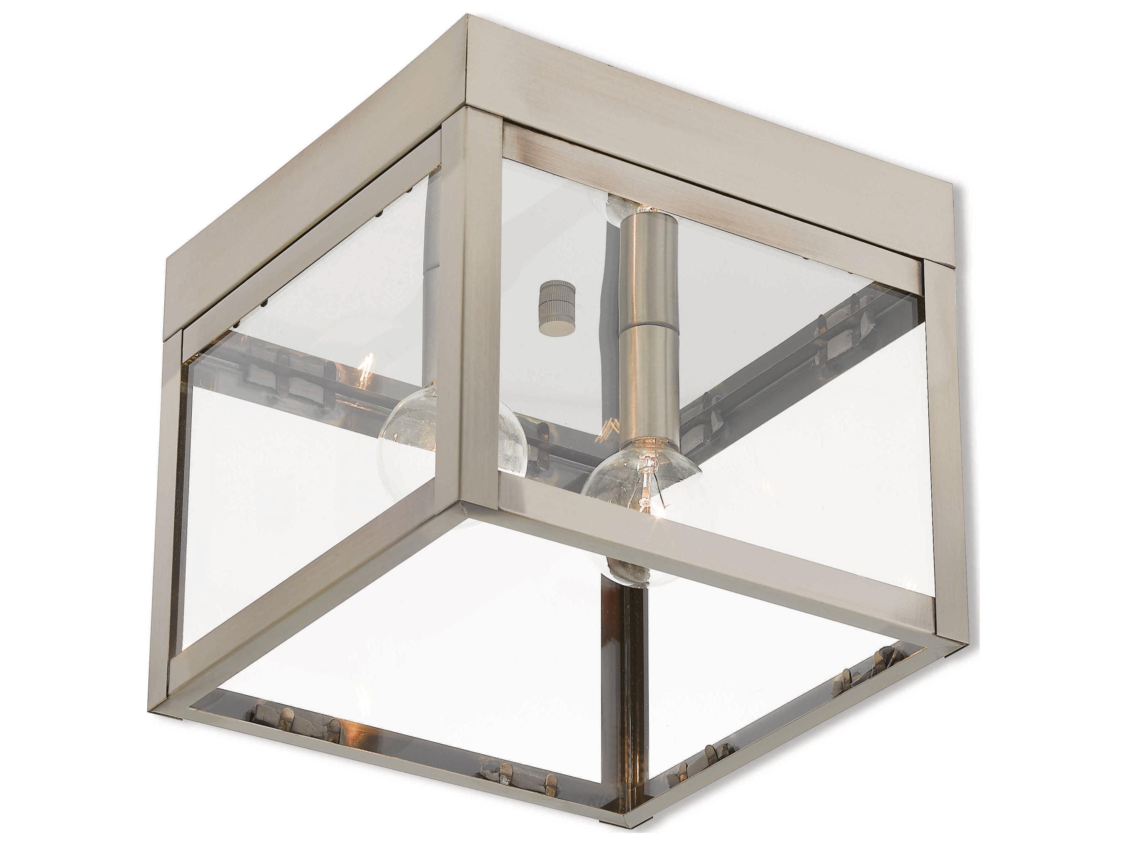 Nyack 2-Light Brushed Nickel Glass Flush Mount