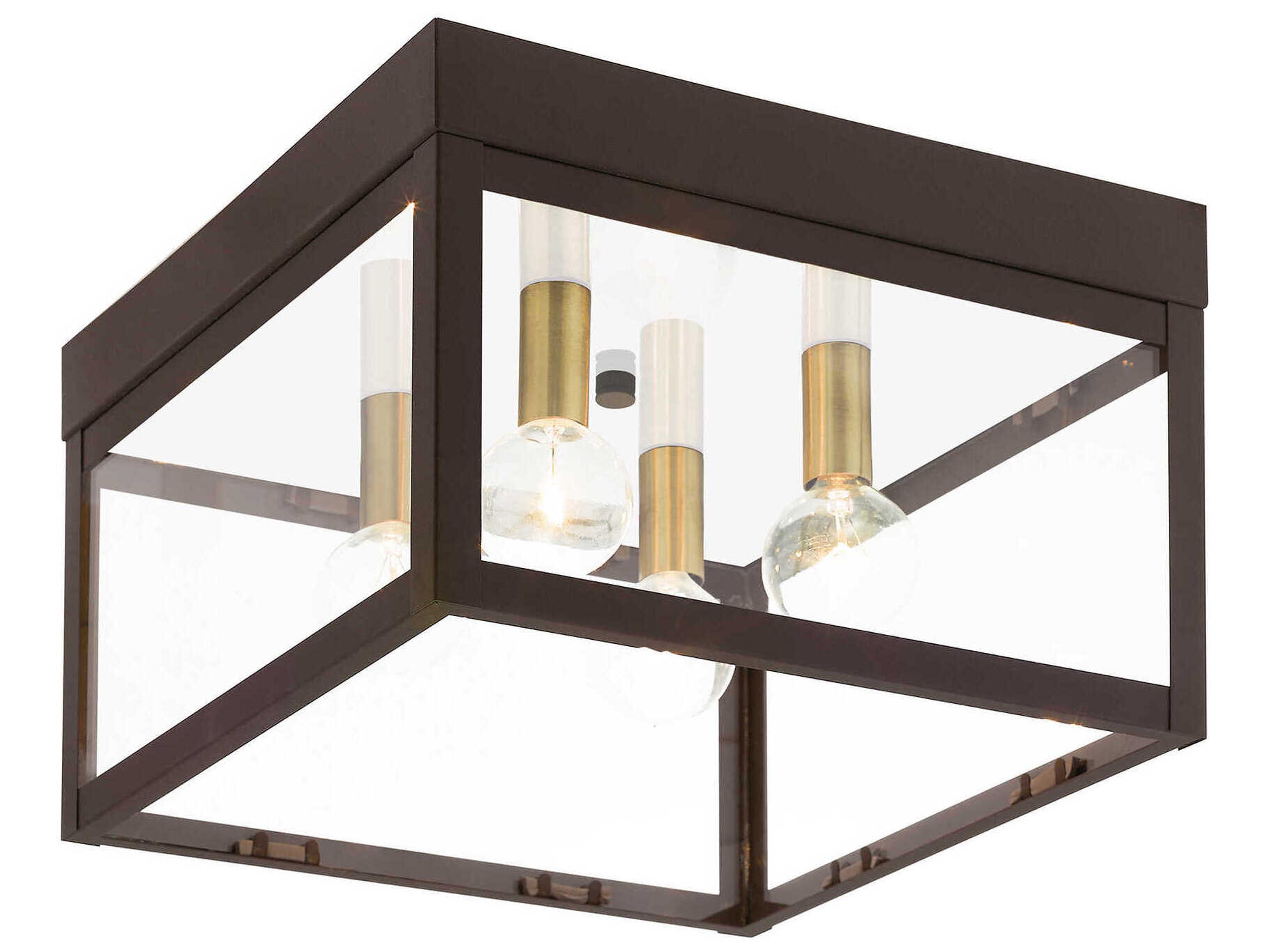 Nyack 4-Light Bronze Glass Flush Mount