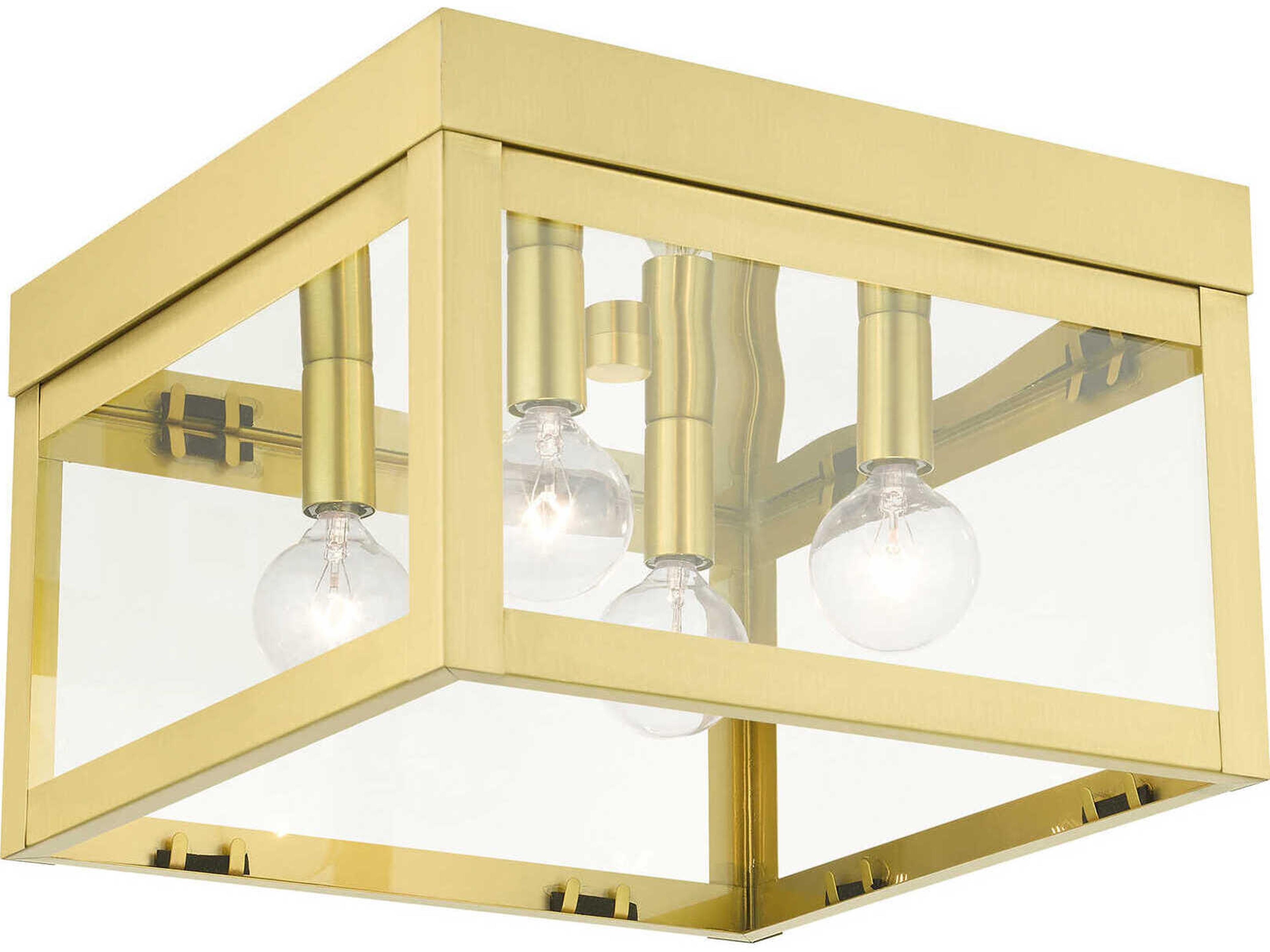 Nyack 4-Light Satin Brass Glass Flush Mount