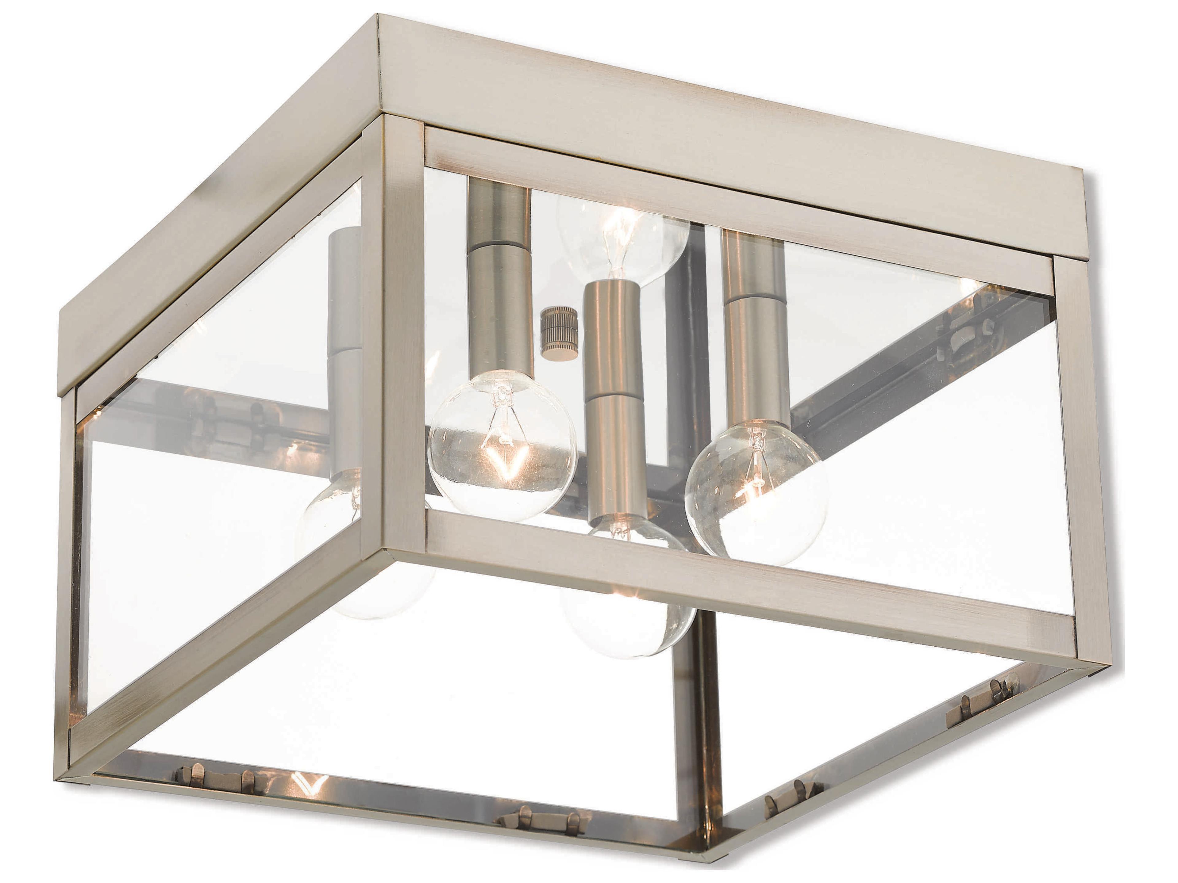 Nyack 4-Light Brushed Nickel Glass Flush Mount