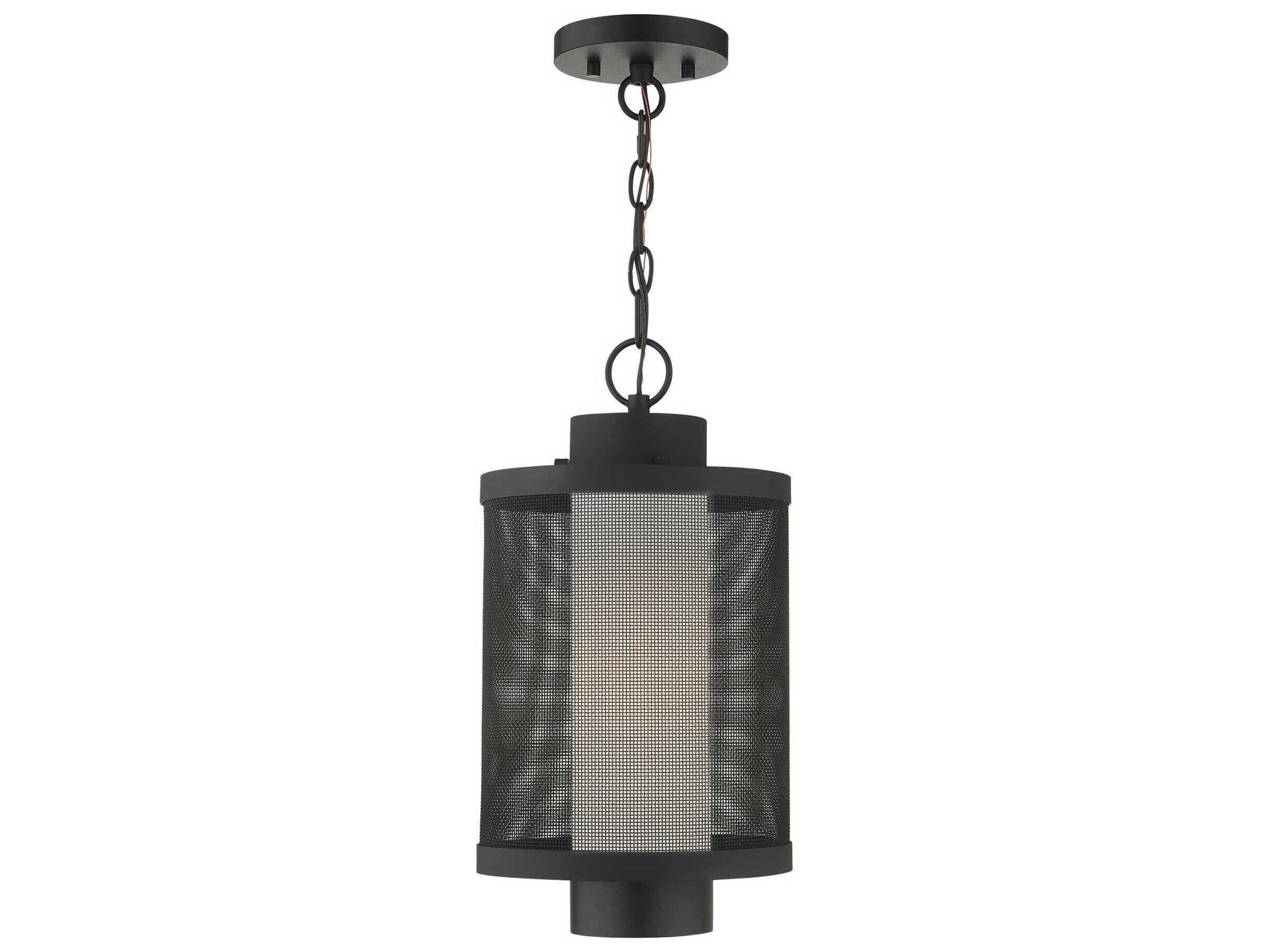 Nottingham 1-Light Textured Black Glass Lantern Mini Pendant