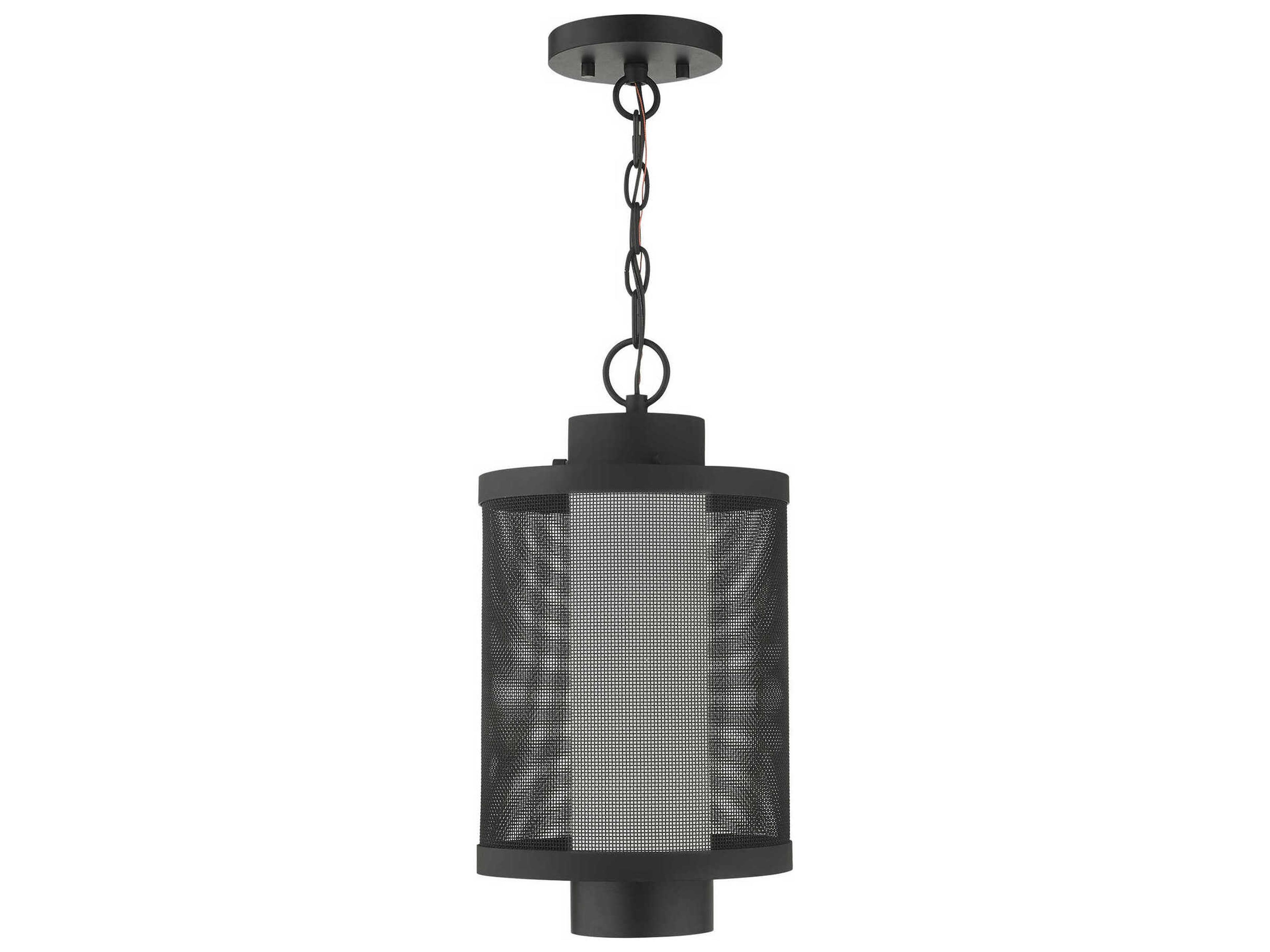 Livex Lighting Nottingham 1-Light Textured Black Glass Lantern Mini Pendant