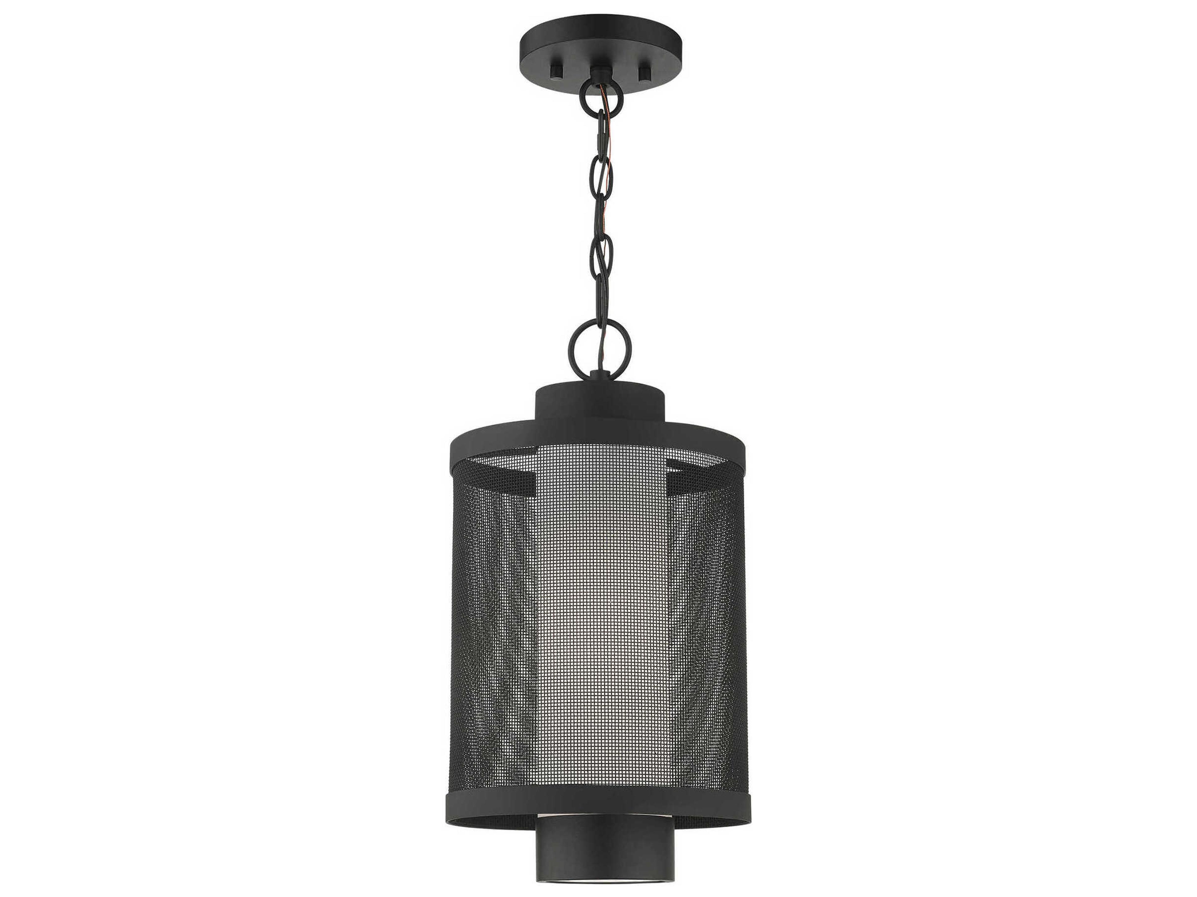 Livex Lighting Nottingham 1-Light Textured Black Glass Lantern Mini Pendant