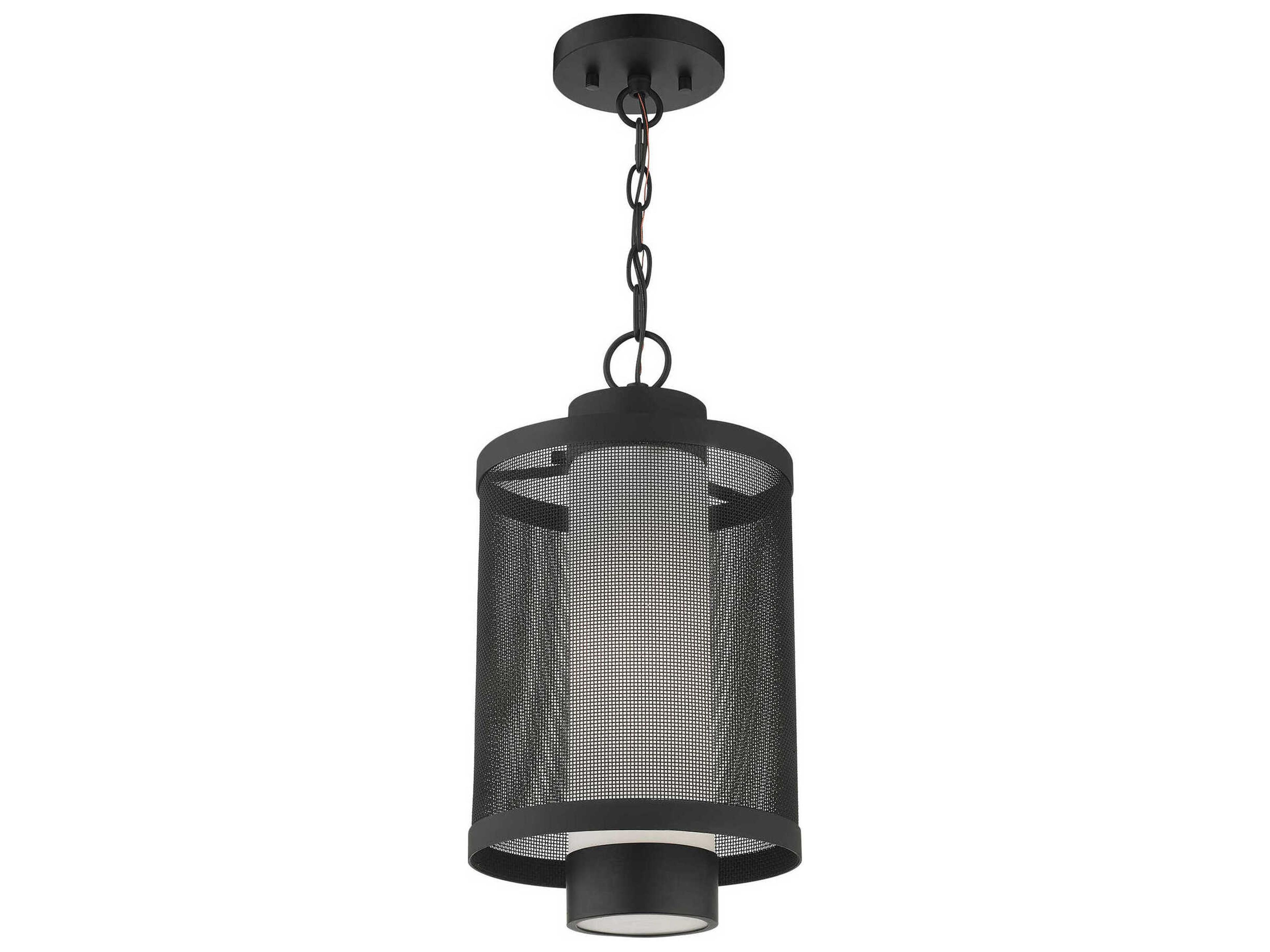 Livex Lighting Nottingham 1-Light Textured Black Glass Lantern Mini Pendant