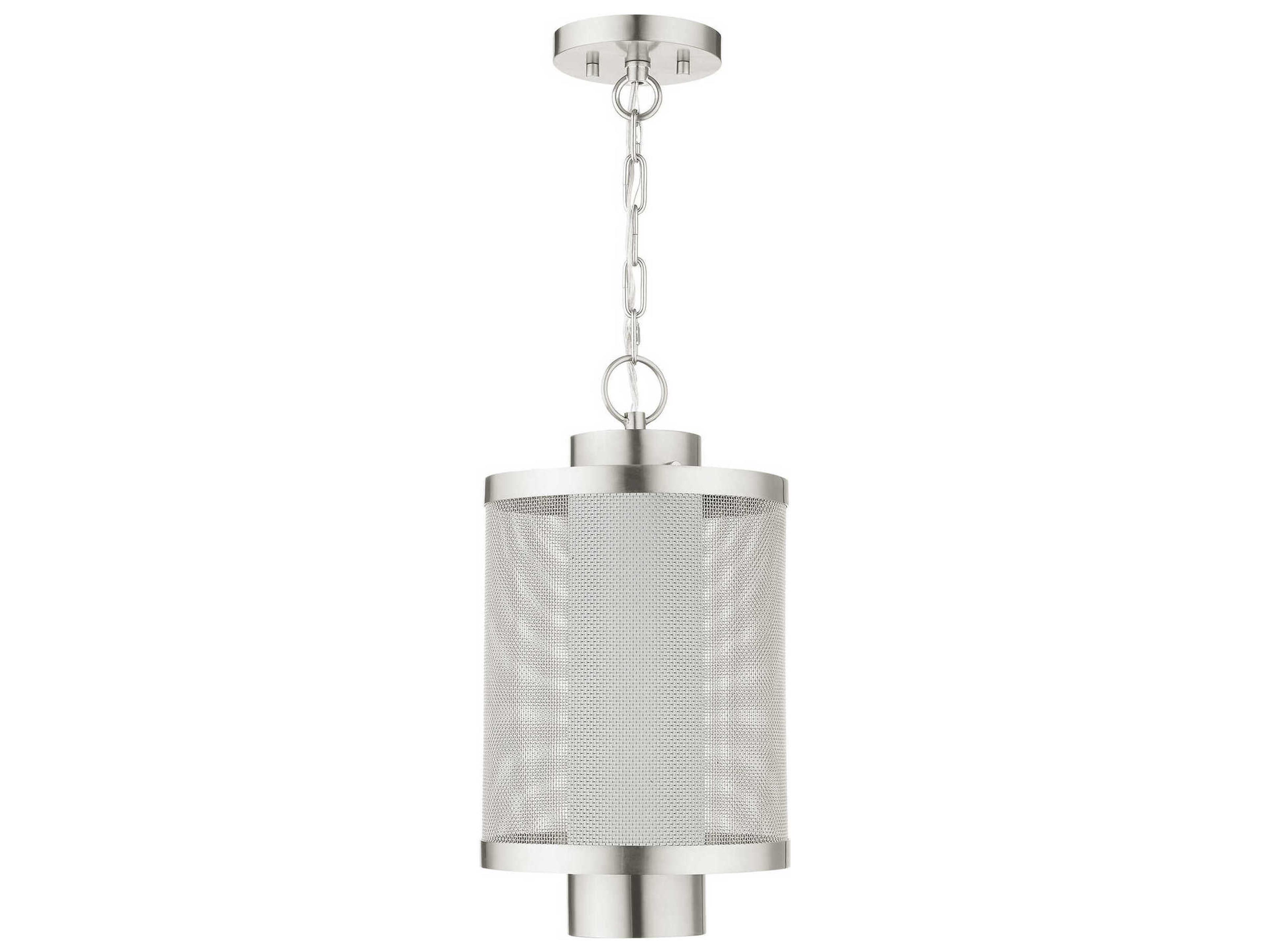 Livex Lighting Nottingham 1-Light Brushed Nickel Glass Lantern Mini Pendant