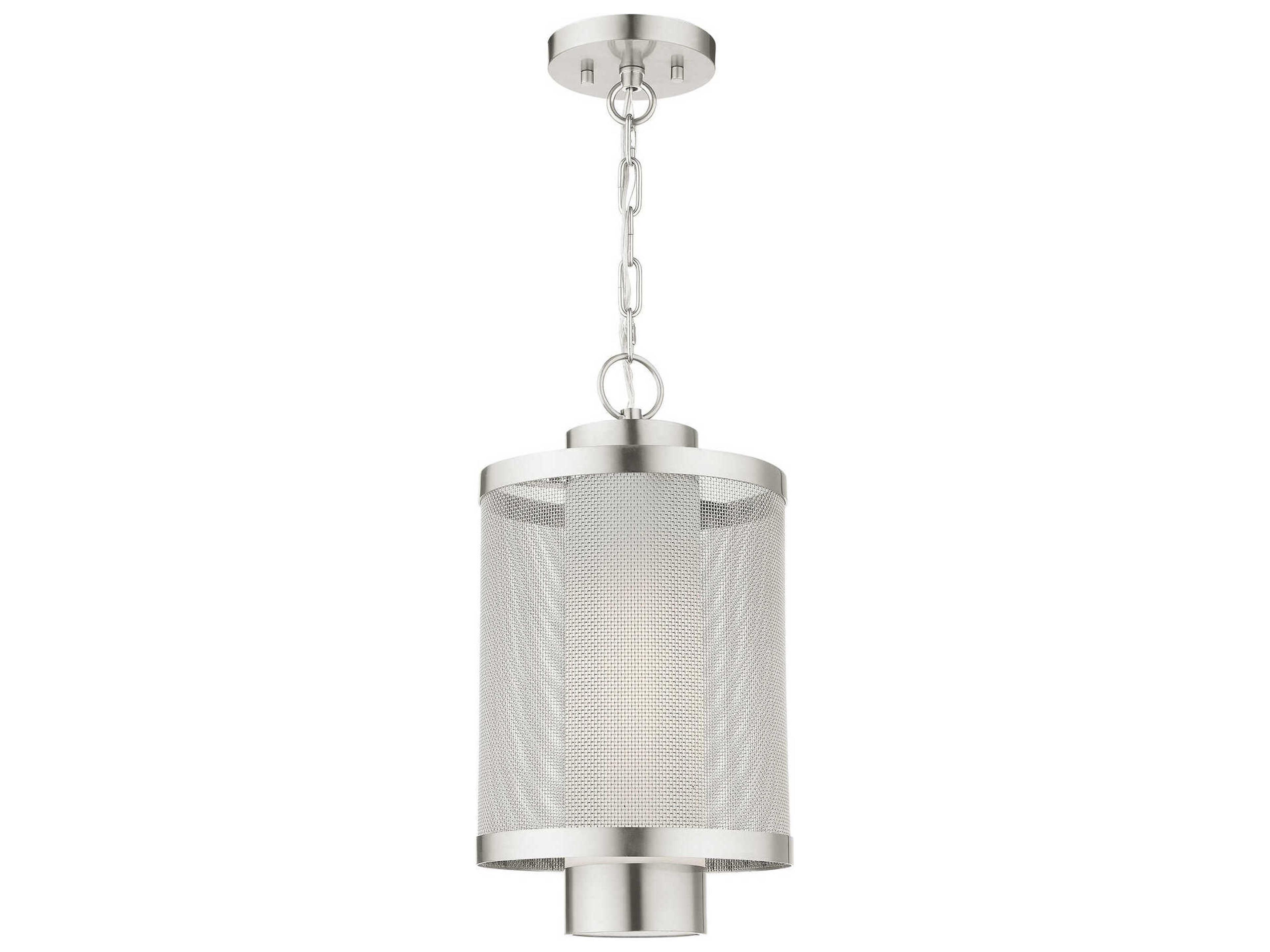 Livex Lighting Nottingham 1-Light Brushed Nickel Glass Lantern Mini Pendant