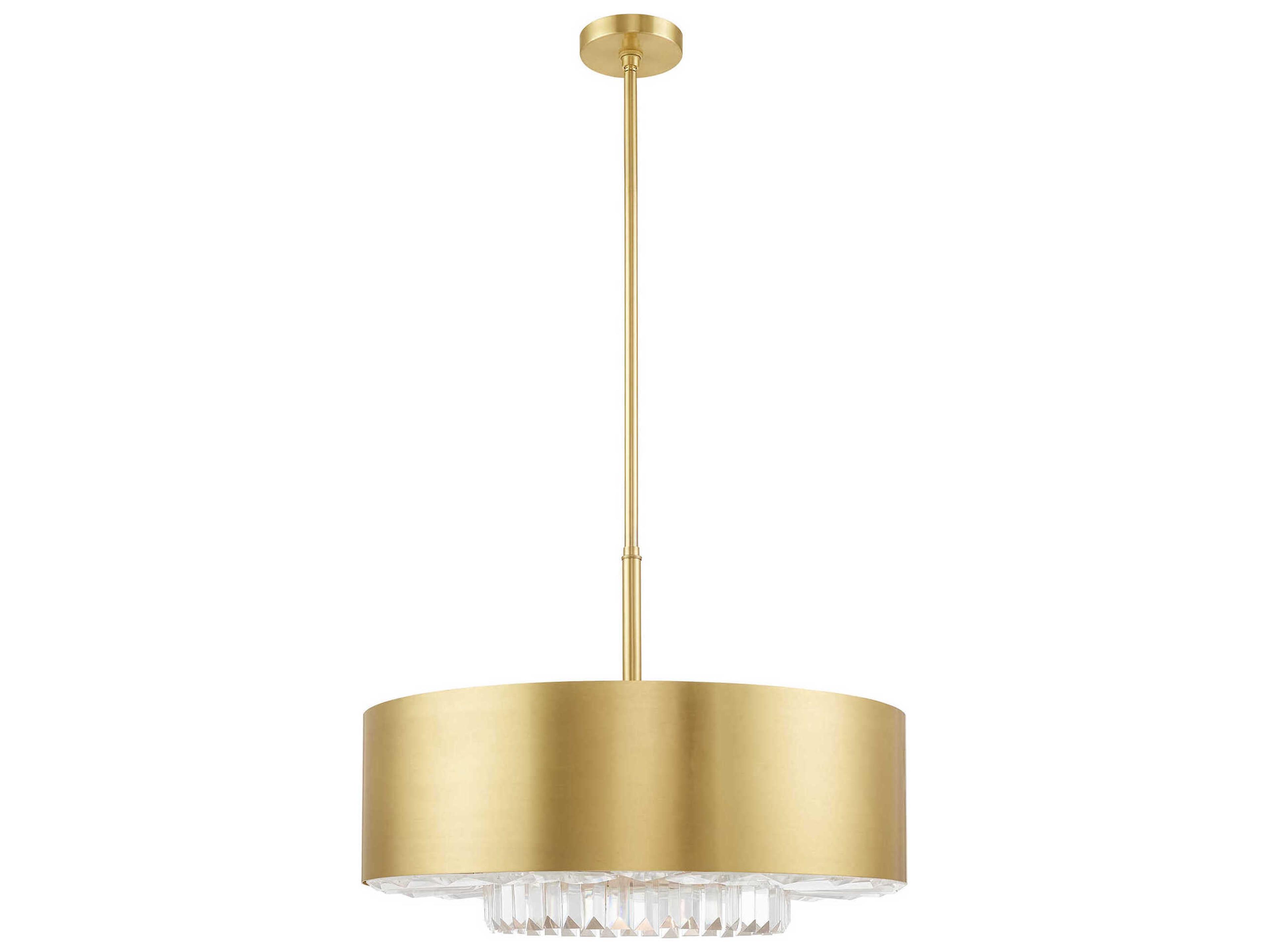 Madison 6-Light Brass Crystal Drum Pendant