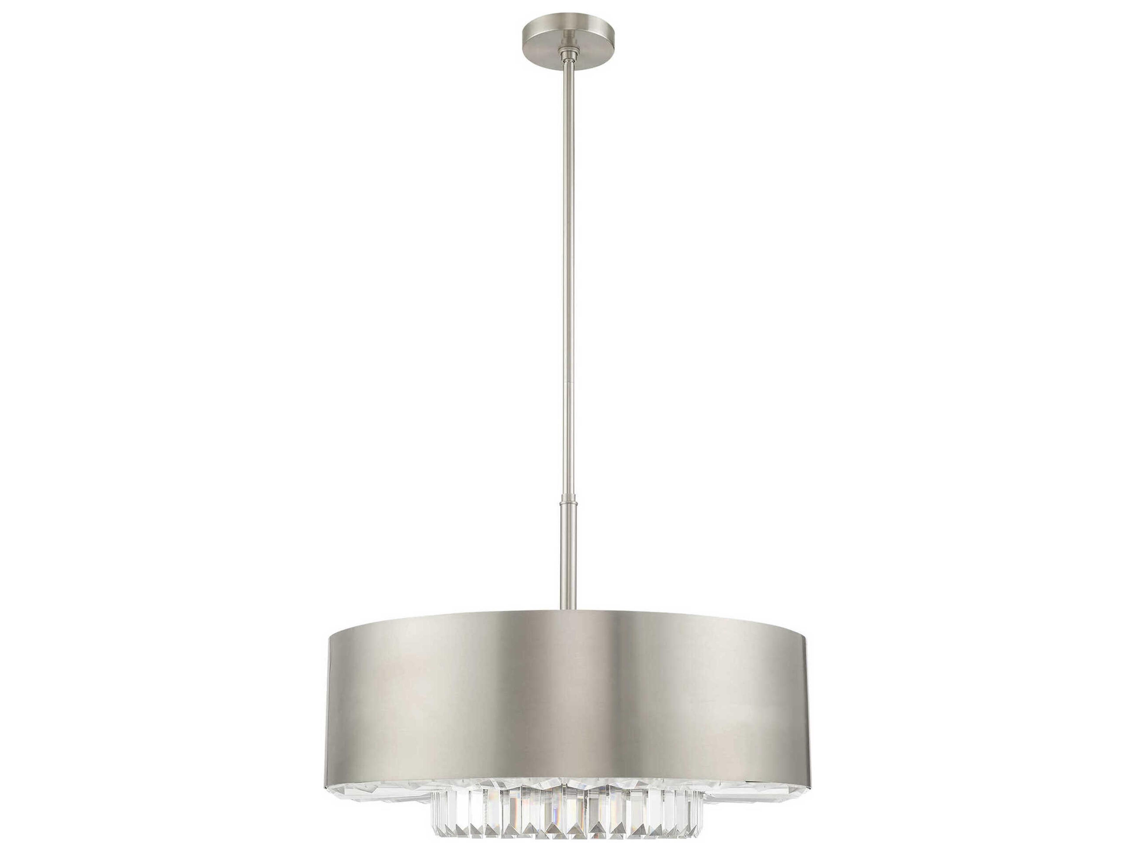 Livex Lighting Madison 6-Light Nickel Crystal Drum Pendant