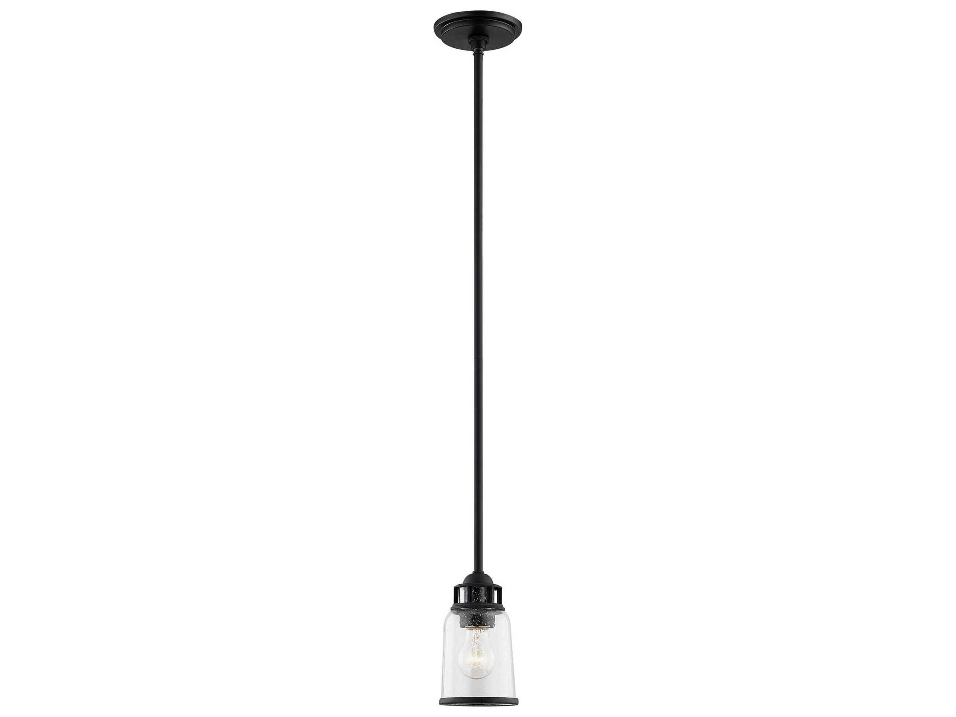 Lawrenceville 1-Light Black Glass Bell Mini Pendant