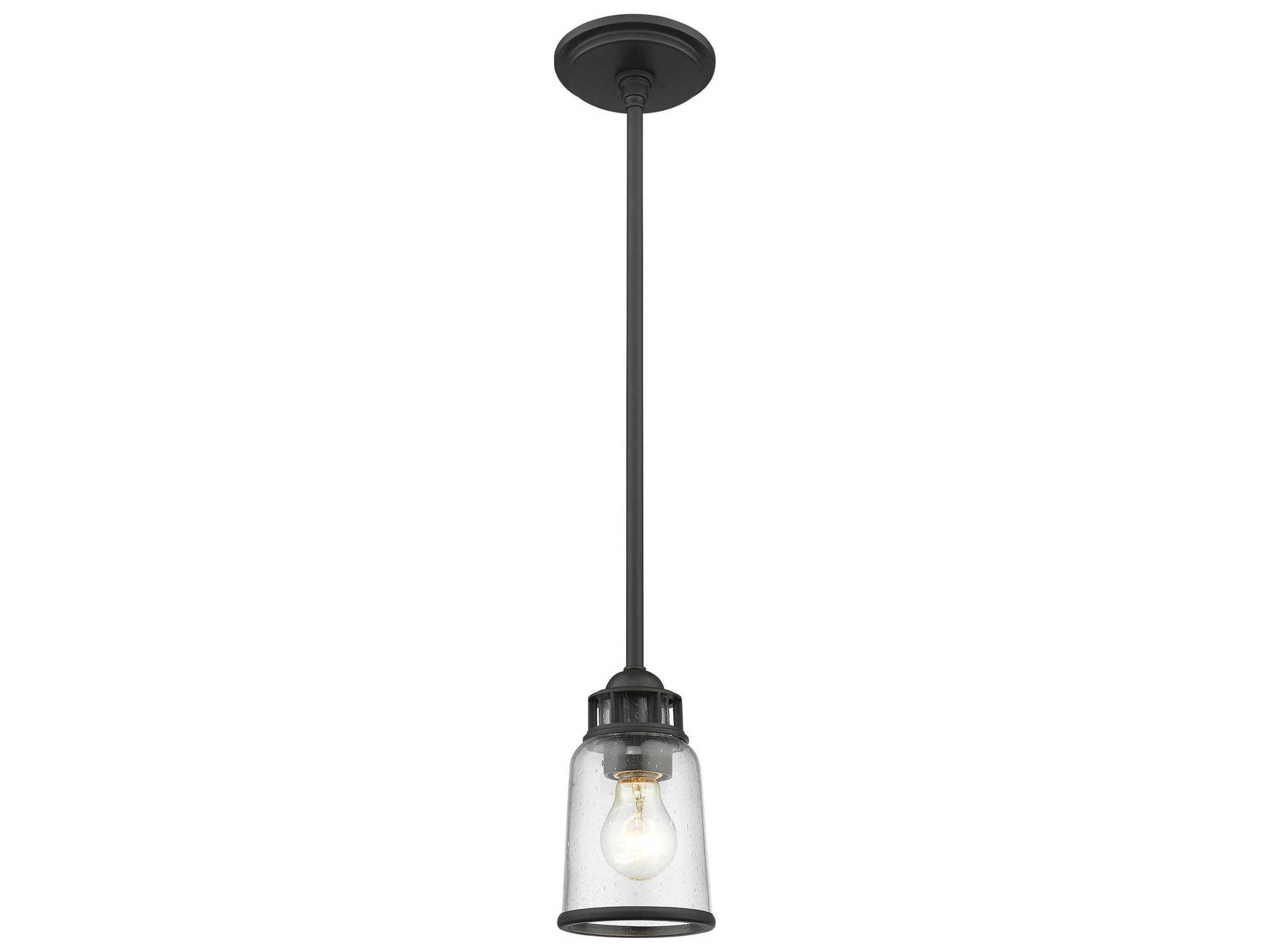 Livex Lighting Lawrenceville 1-Light Bronze Clear Glass Bell Mini Pendant