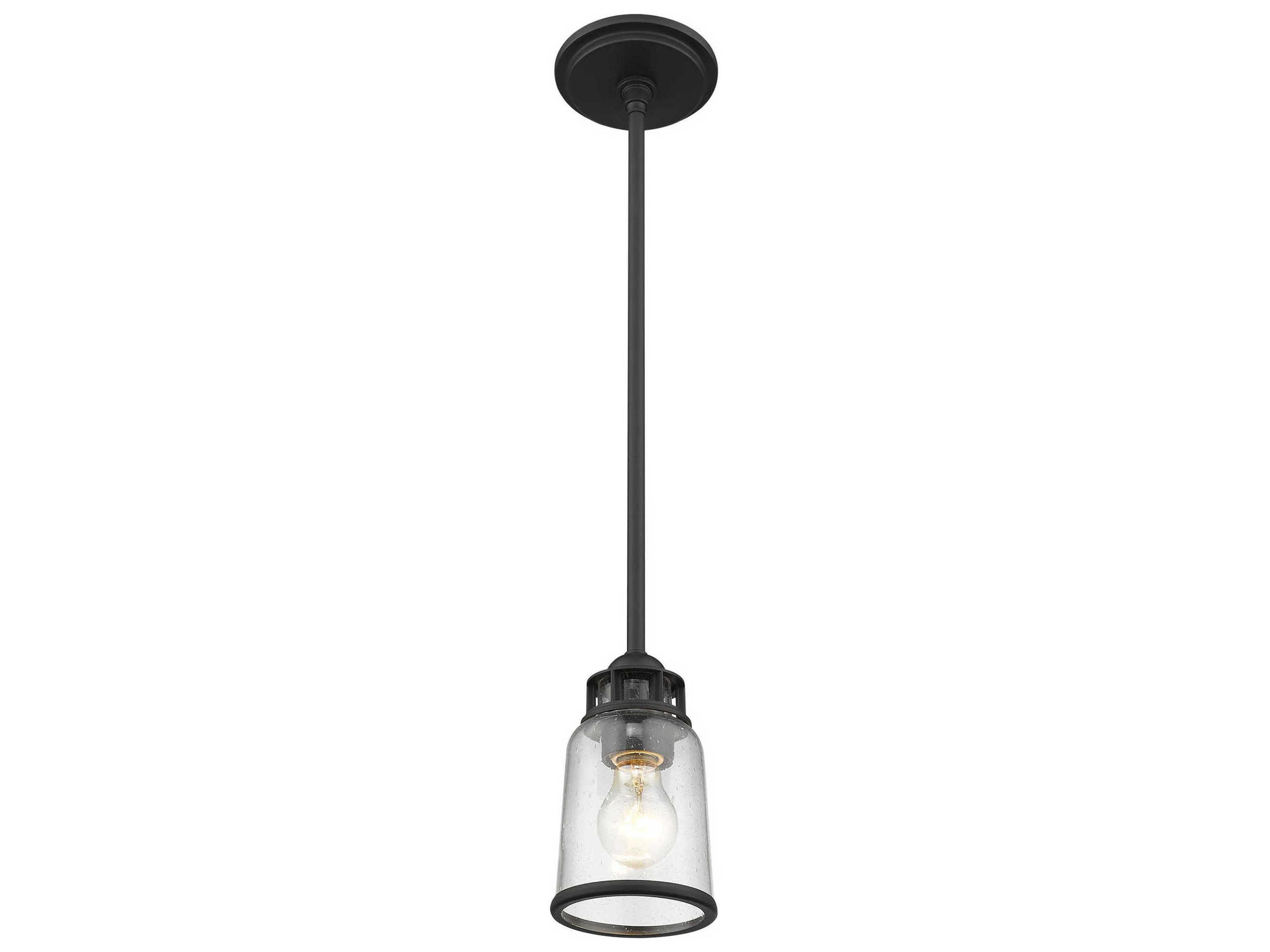 Livex Lighting Lawrenceville 1-Light Bronze Clear Glass Bell Mini Pendant