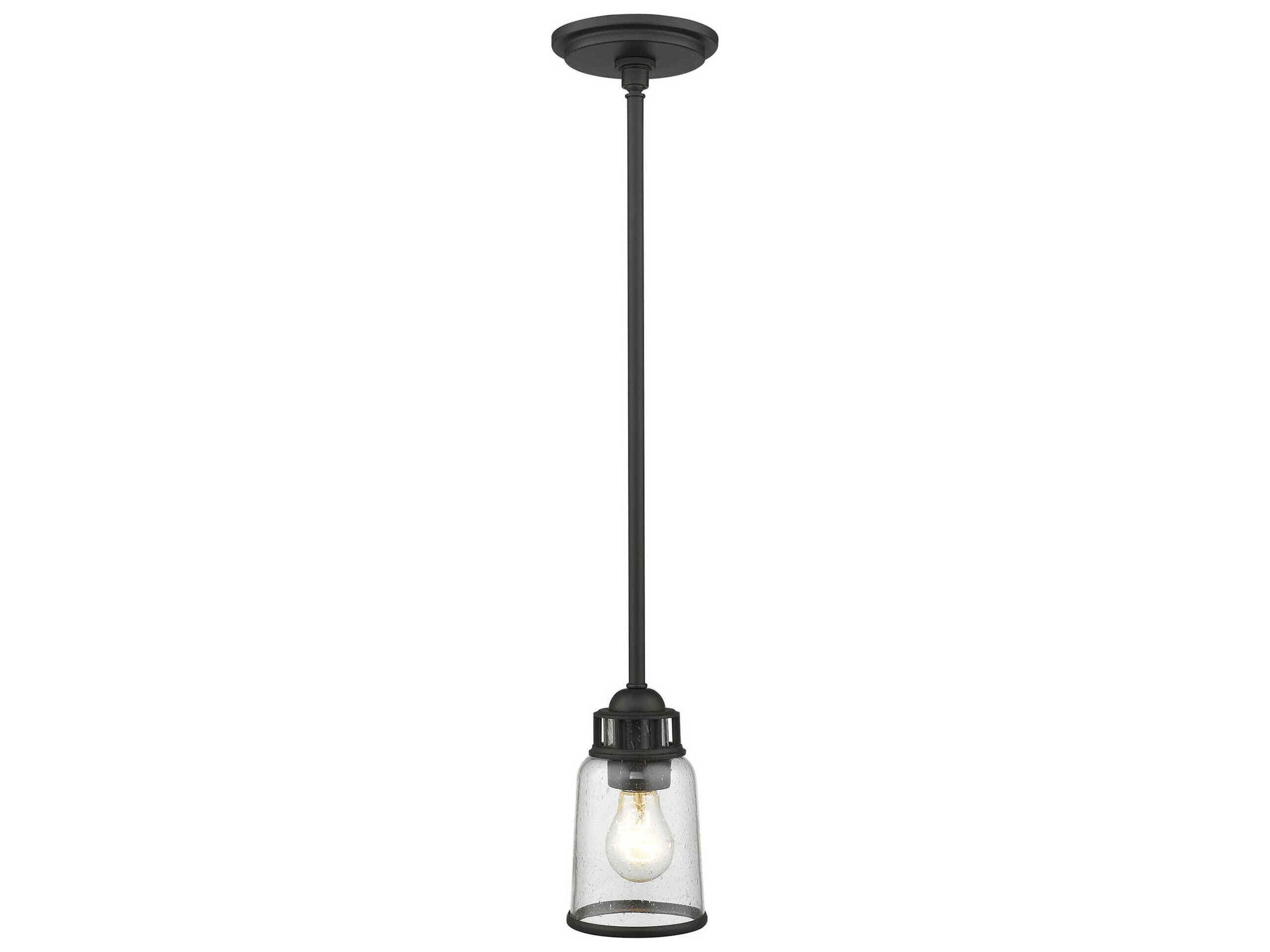 Livex Lighting Lawrenceville 1-Light Bronze Clear Glass Bell Mini Pendant