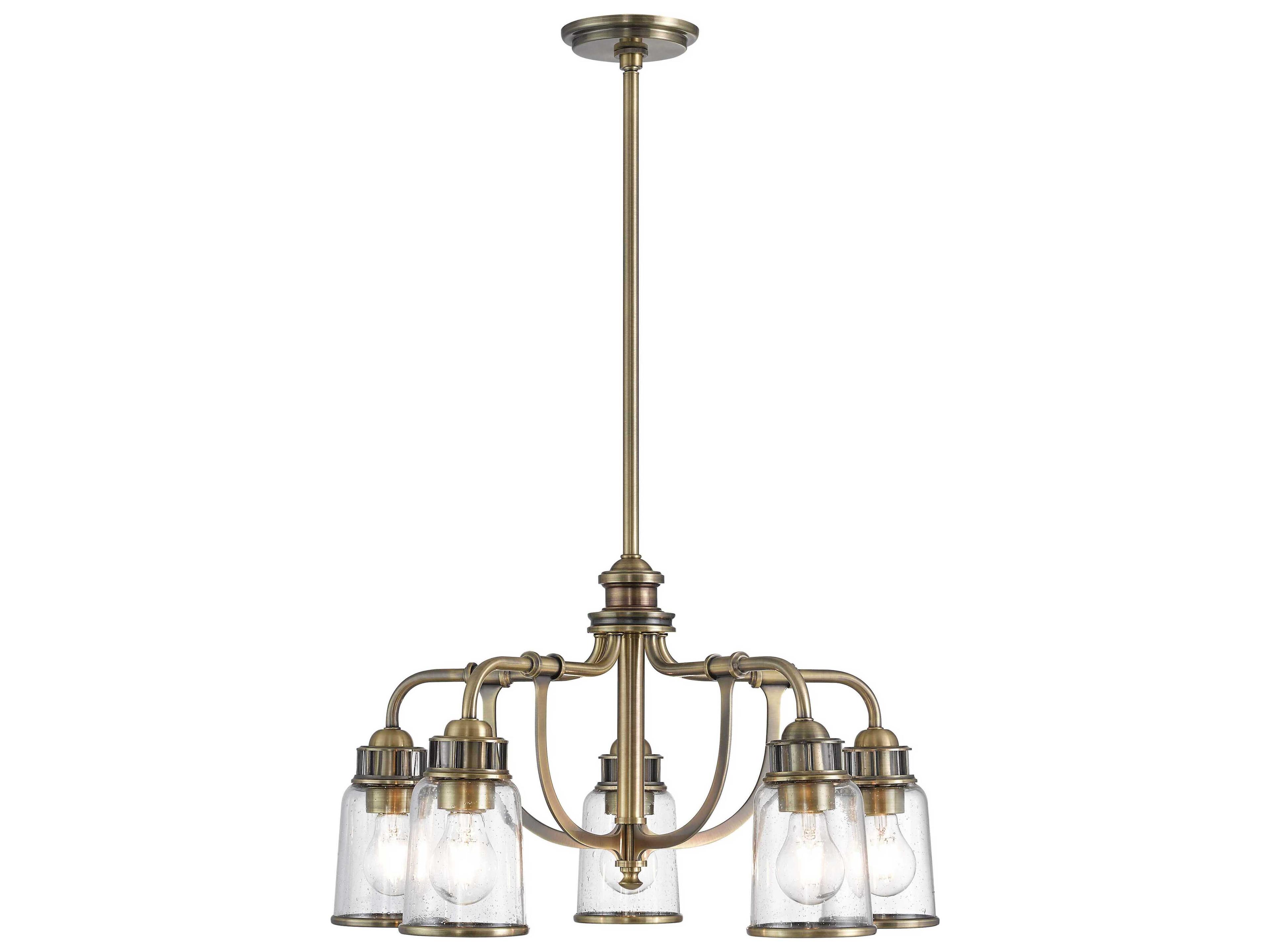 Lawrenceville 5-Light Antique Brass Clear Glass Bell Chandelier