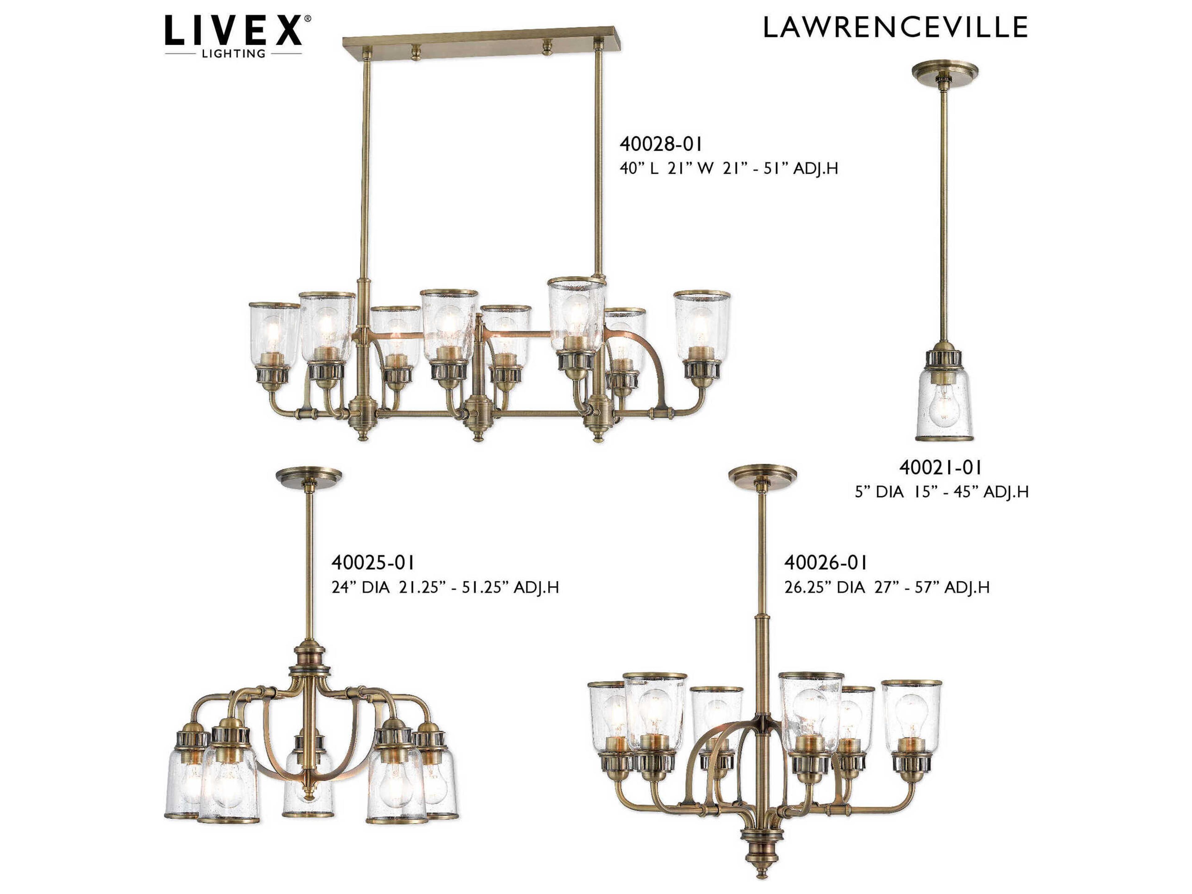 Livex Lighting Lawrenceville 5-Light Antique Brass Clear Glass Bell Chandelier