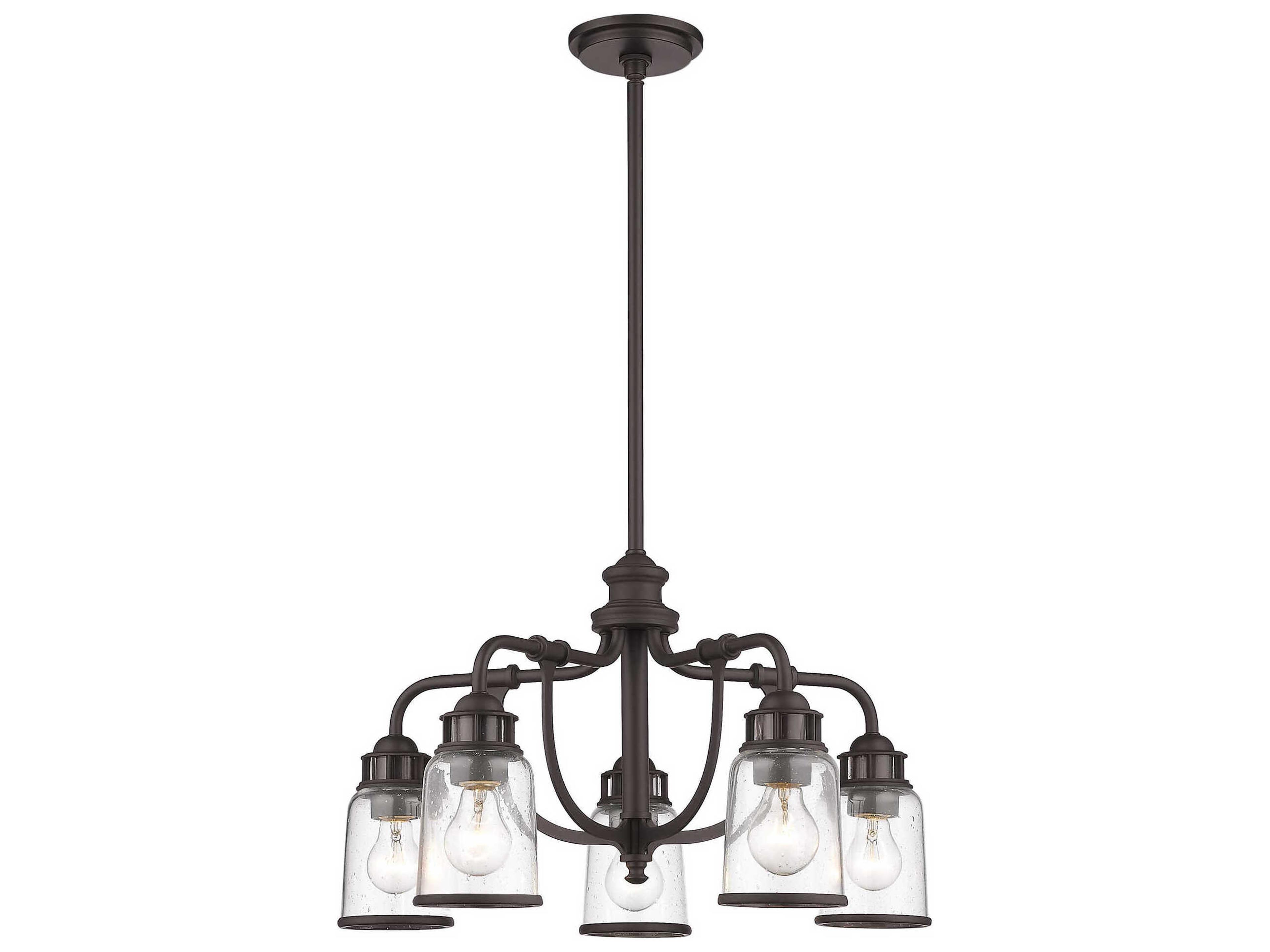 Livex Lighting Lawrenceville 5-Light Bronze Clear Glass Bell Chandelier