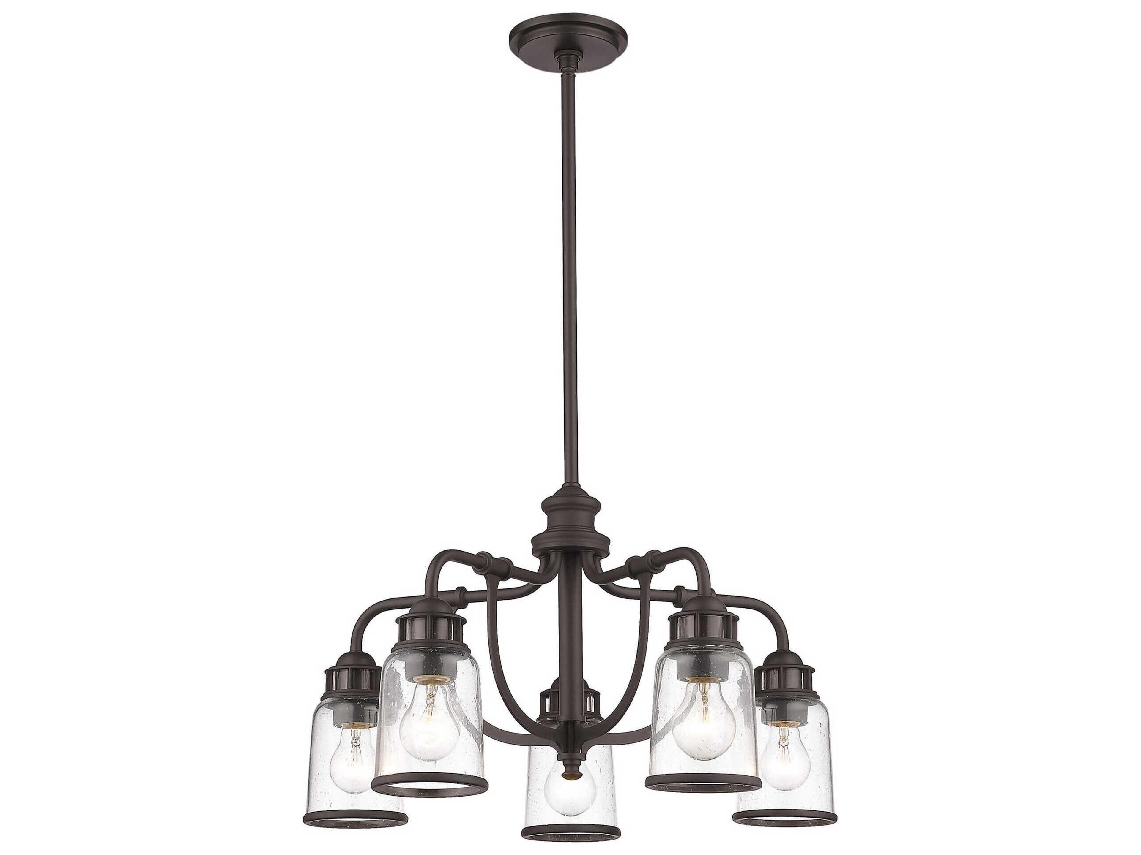 Livex Lighting Lawrenceville 5-Light Bronze Clear Glass Bell Chandelier