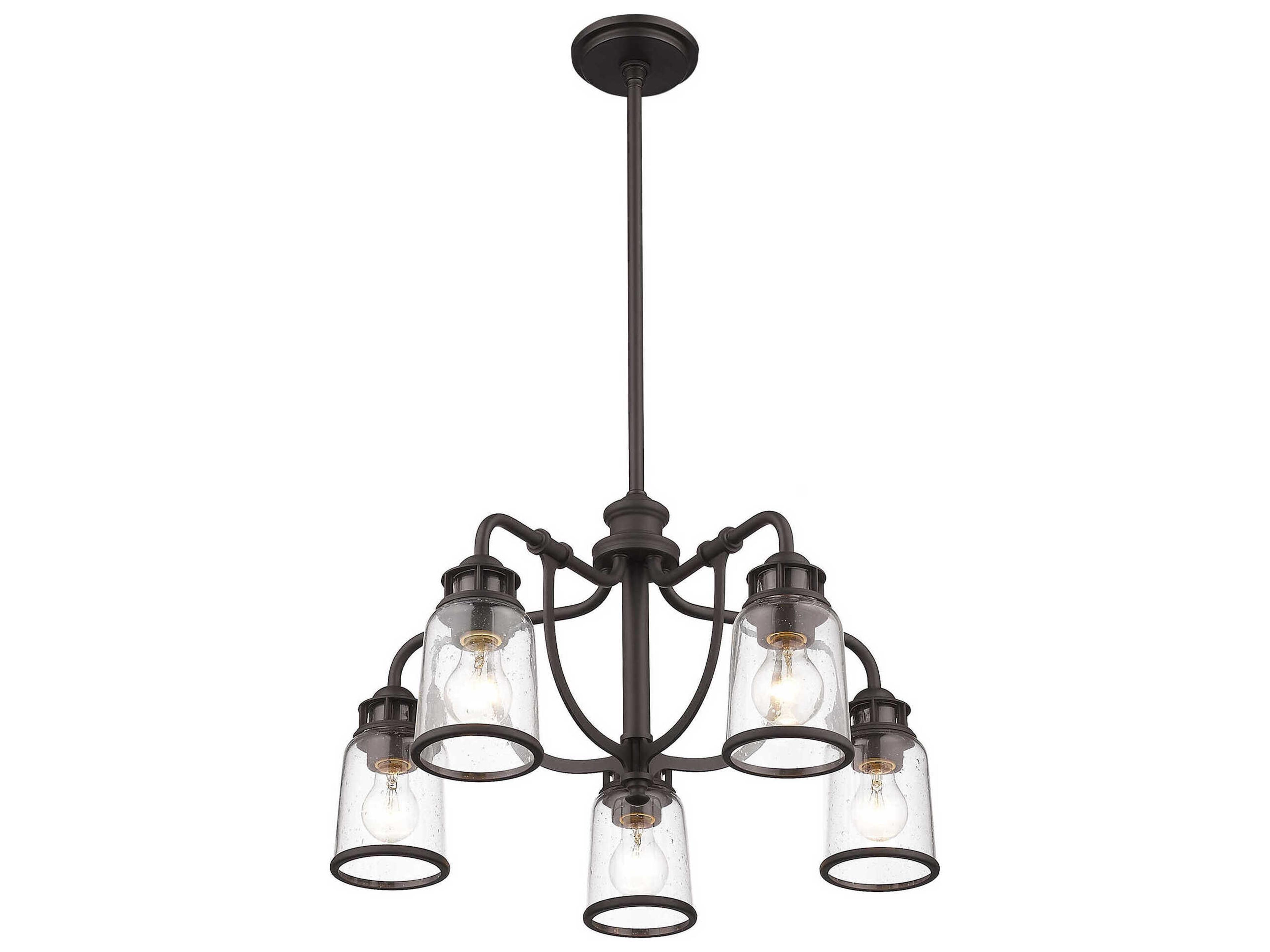 Livex Lighting Lawrenceville 5-Light Bronze Clear Glass Bell Chandelier