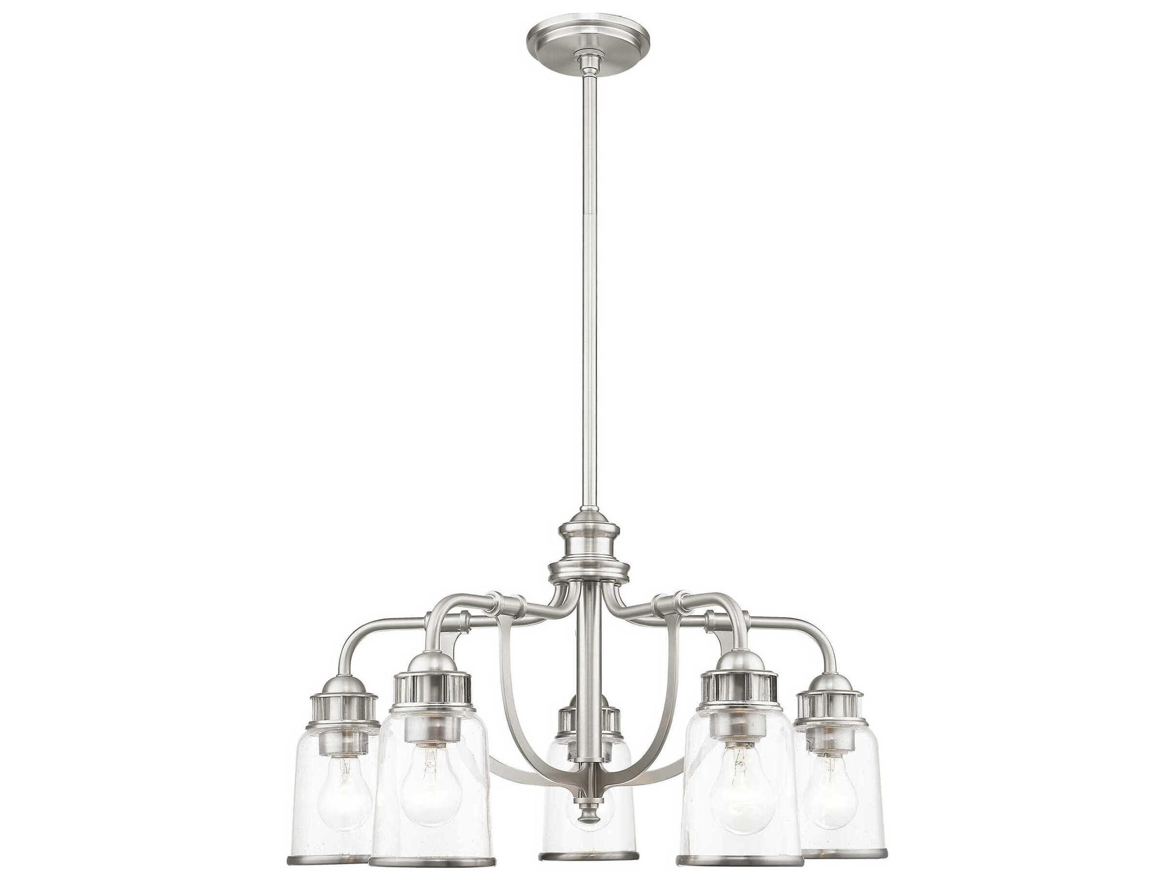 Lawrenceville 5-Light Brushed Nickel Clear Glass Bell Chandelier