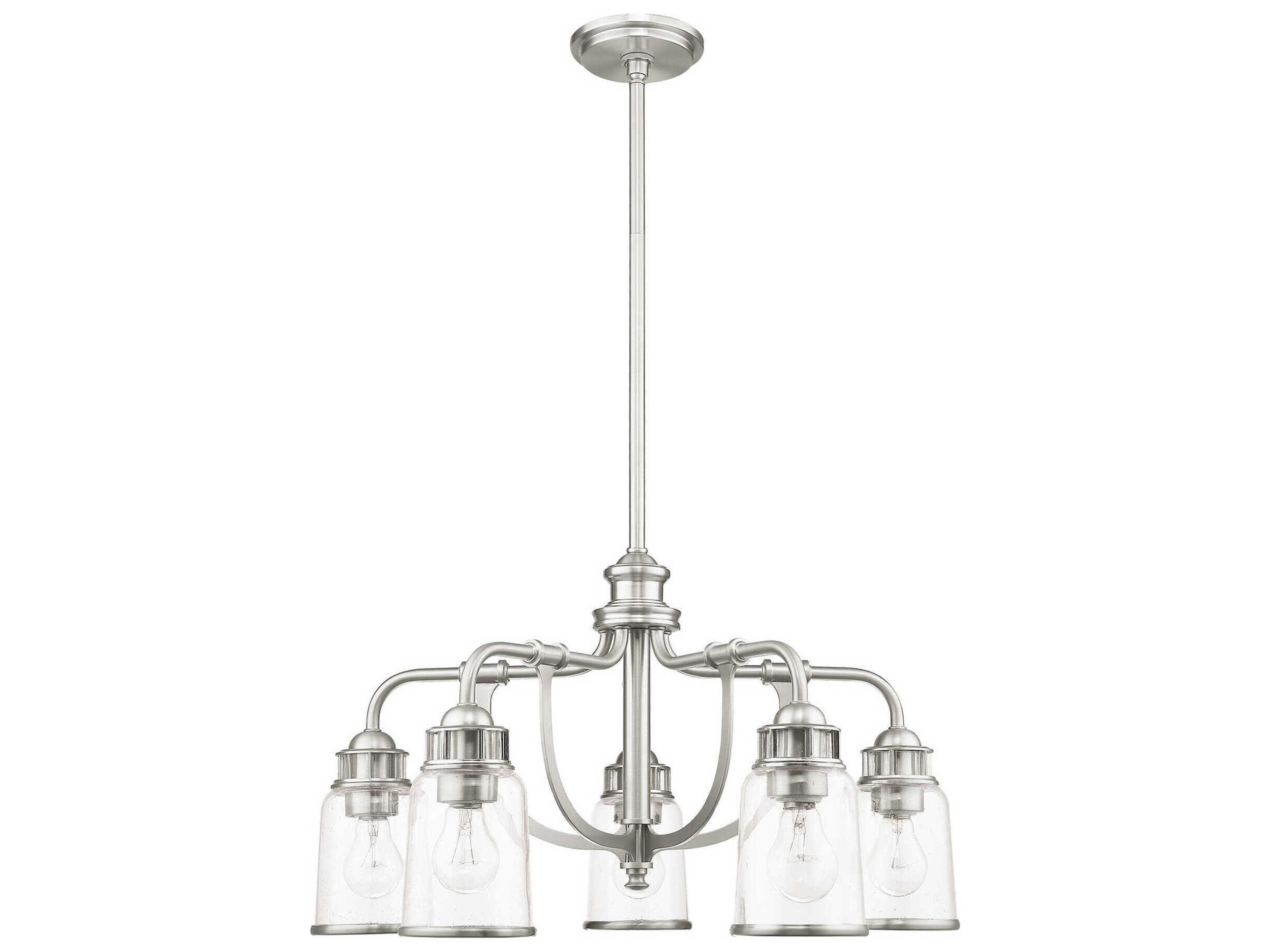 Livex Lighting Lawrenceville 5-Light Brushed Nickel Clear Glass Bell Chandelier