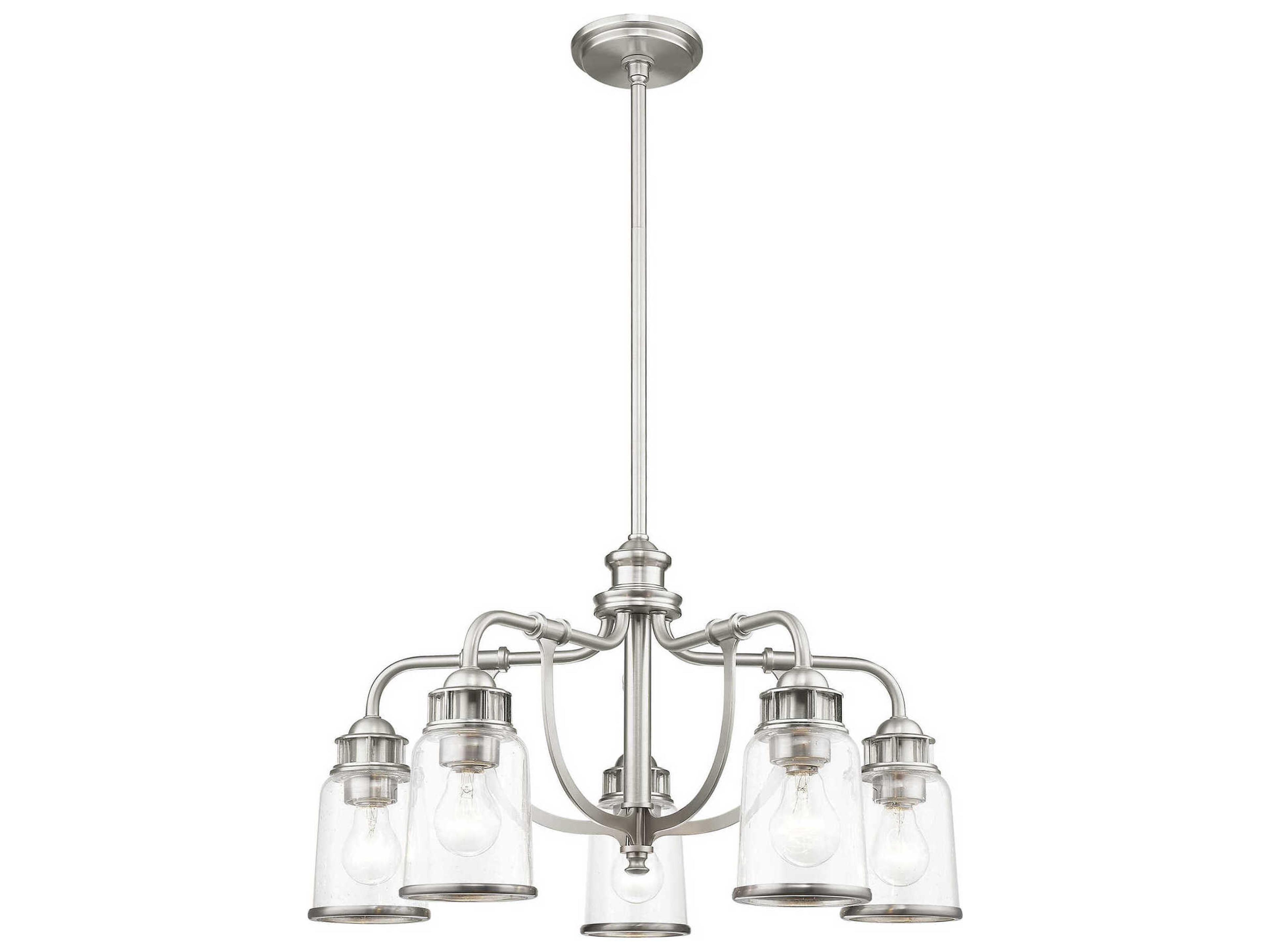 Livex Lighting Lawrenceville 5-Light Brushed Nickel Clear Glass Bell Chandelier