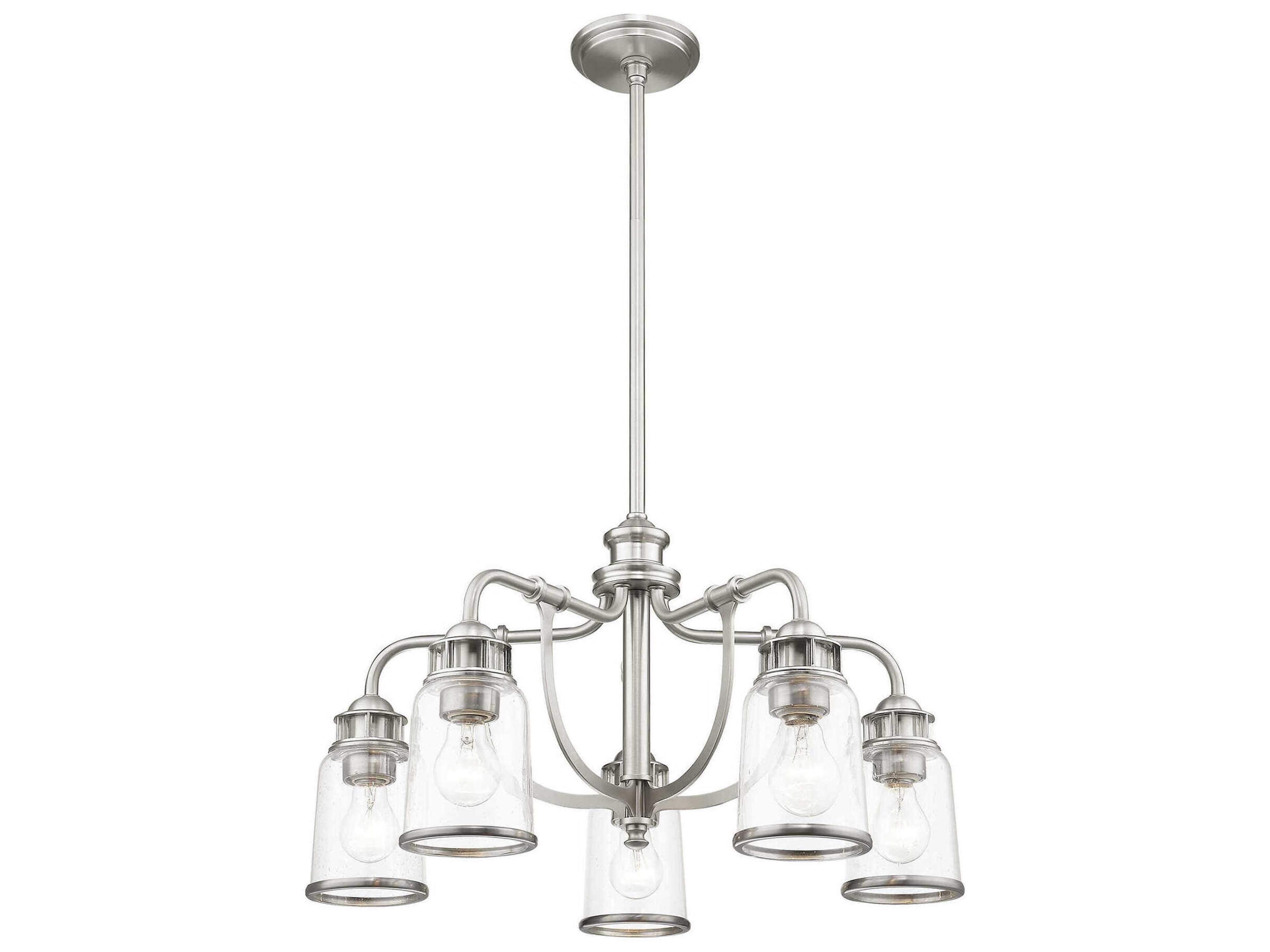 Livex Lighting Lawrenceville 5-Light Brushed Nickel Clear Glass Bell Chandelier