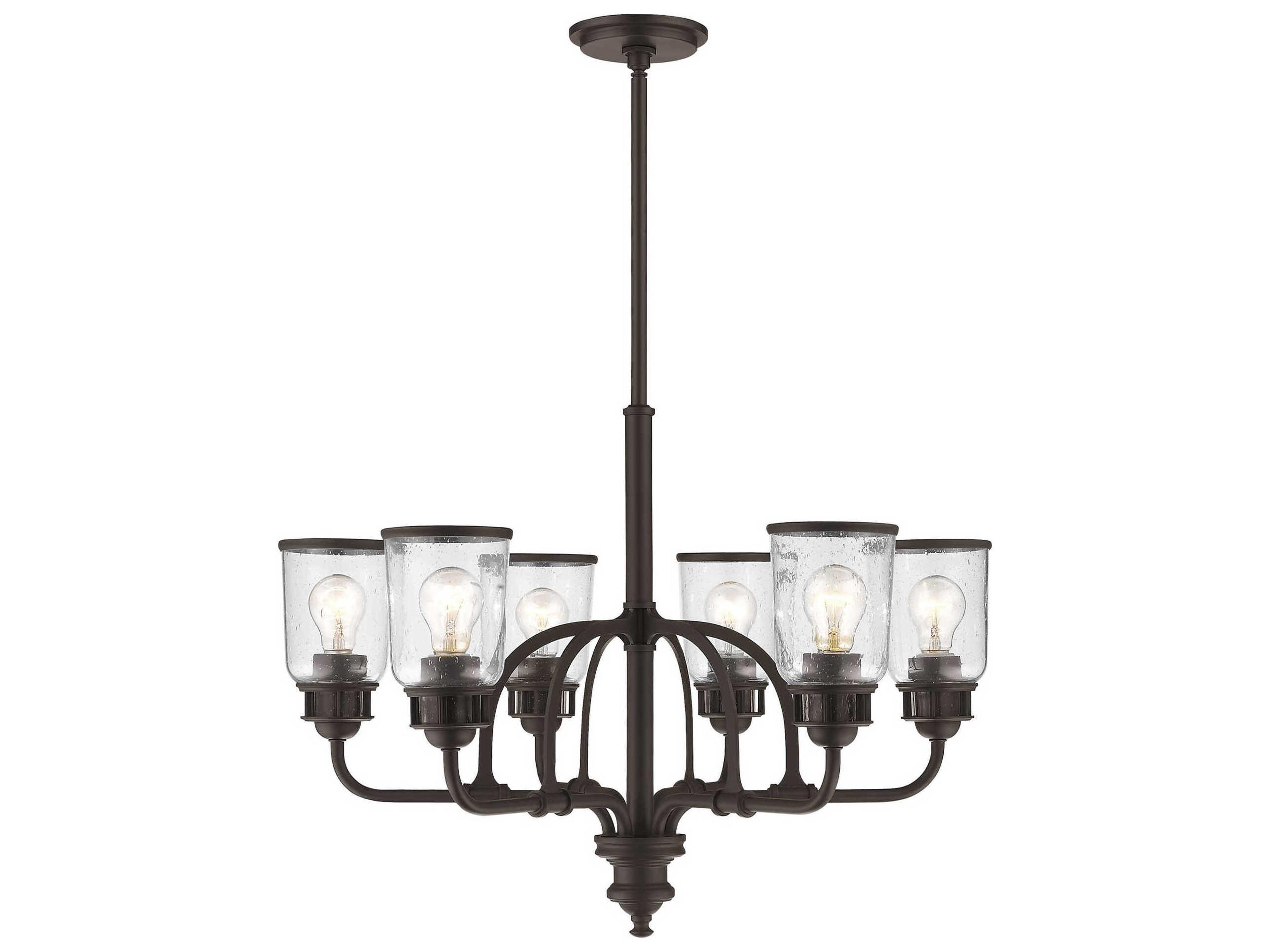 Livex Lighting Lawrenceville 6-Light Bronze Clear Glass Bell Chandelier