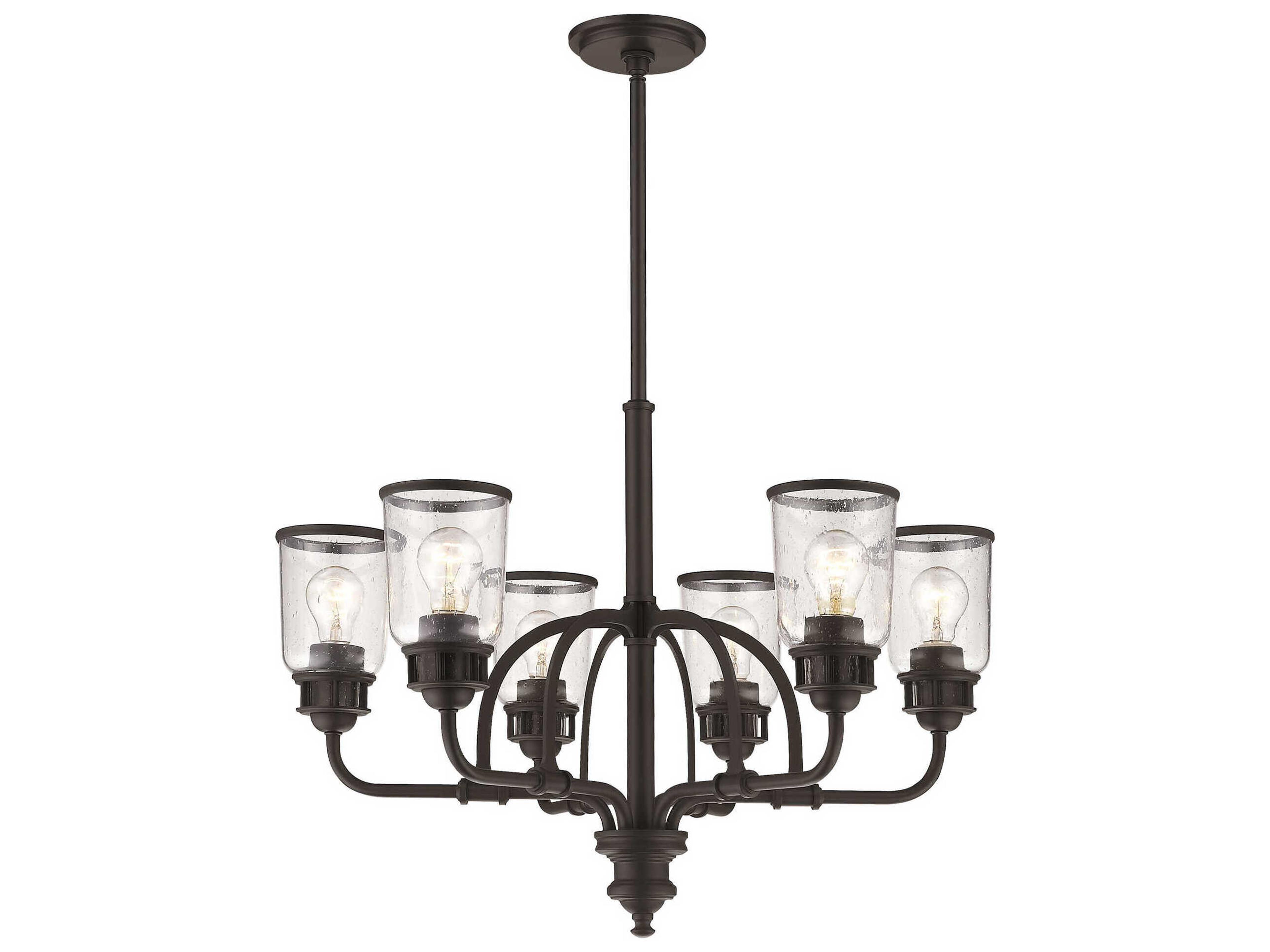Livex Lighting Lawrenceville 6-Light Bronze Clear Glass Bell Chandelier