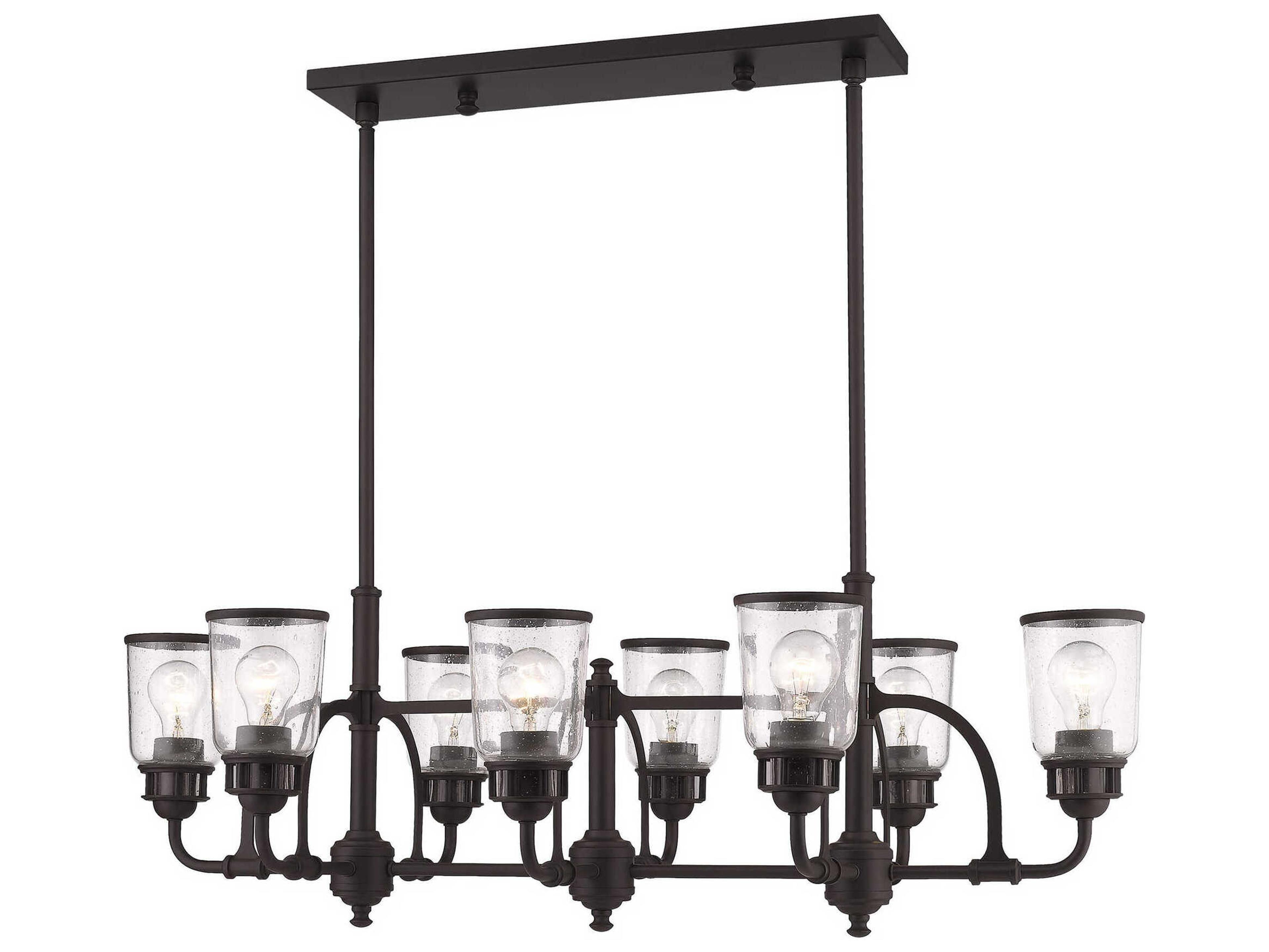 Lawrenceville 8-Light Bronze Glass Island Pendant
