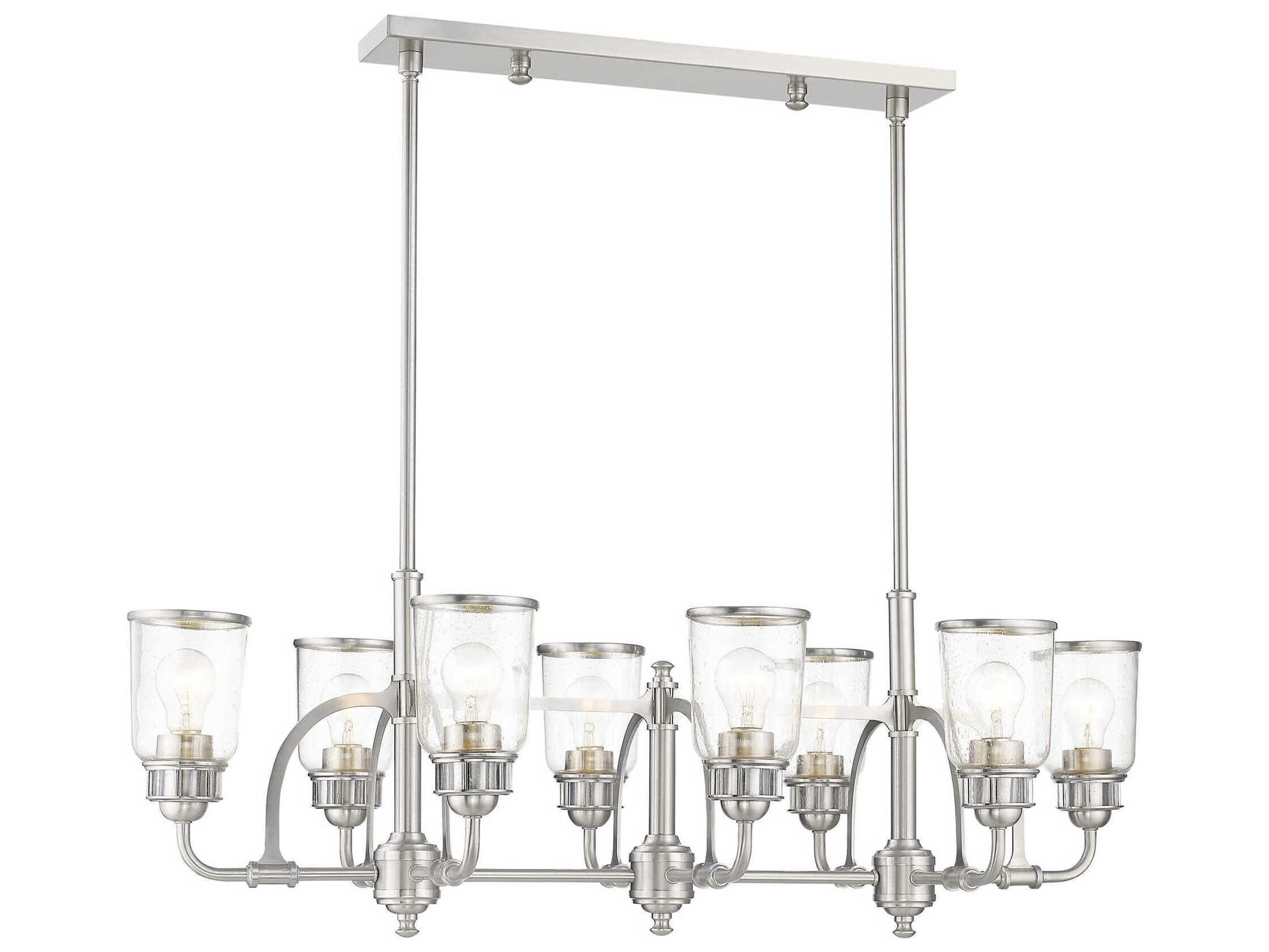 Lawrenceville 8-Light Brushed Nickel Glass Cylinder Island Pendant