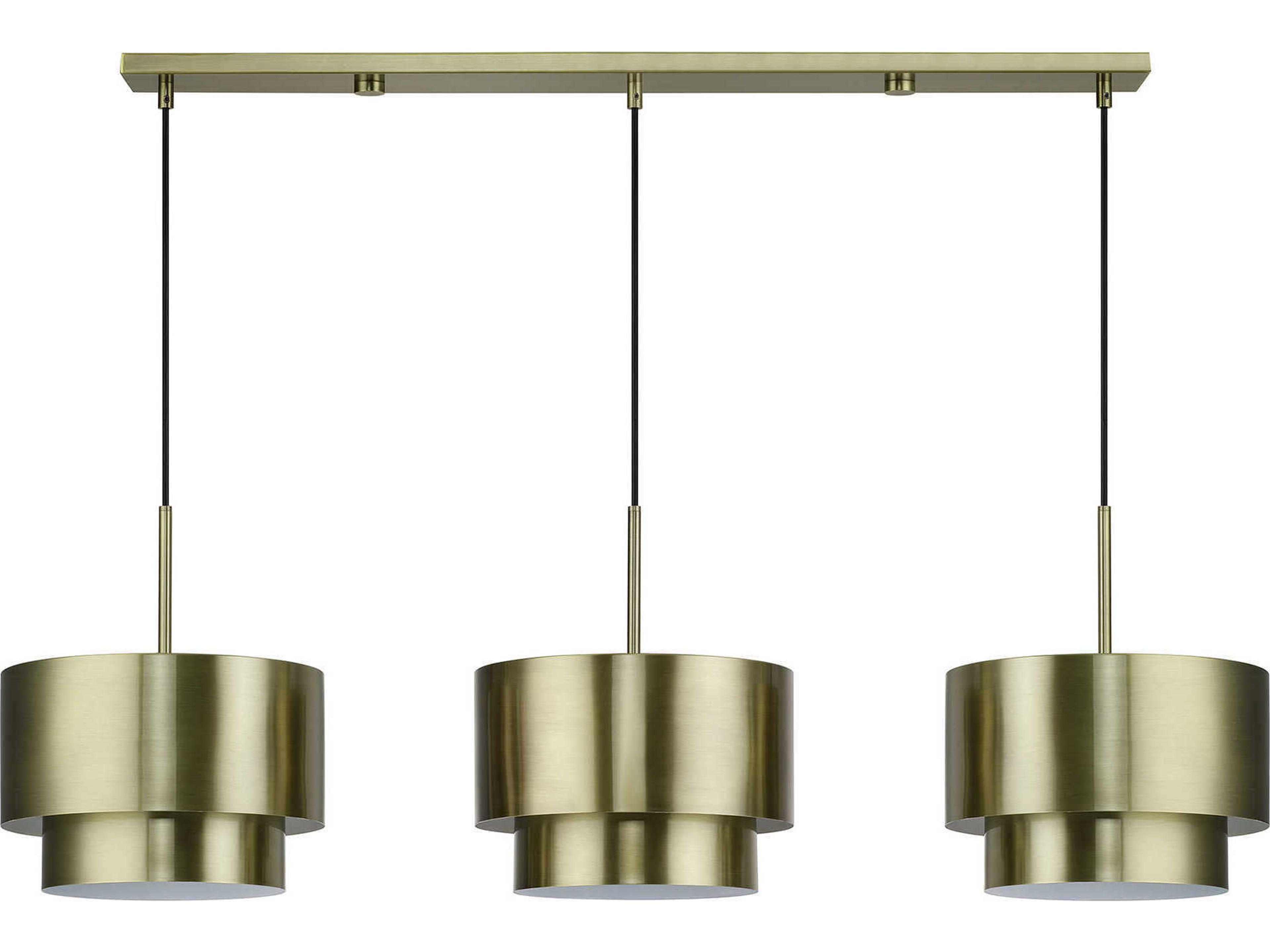Livex Lighting Zolana 3-Light Antique Brass Drum Island Pendant