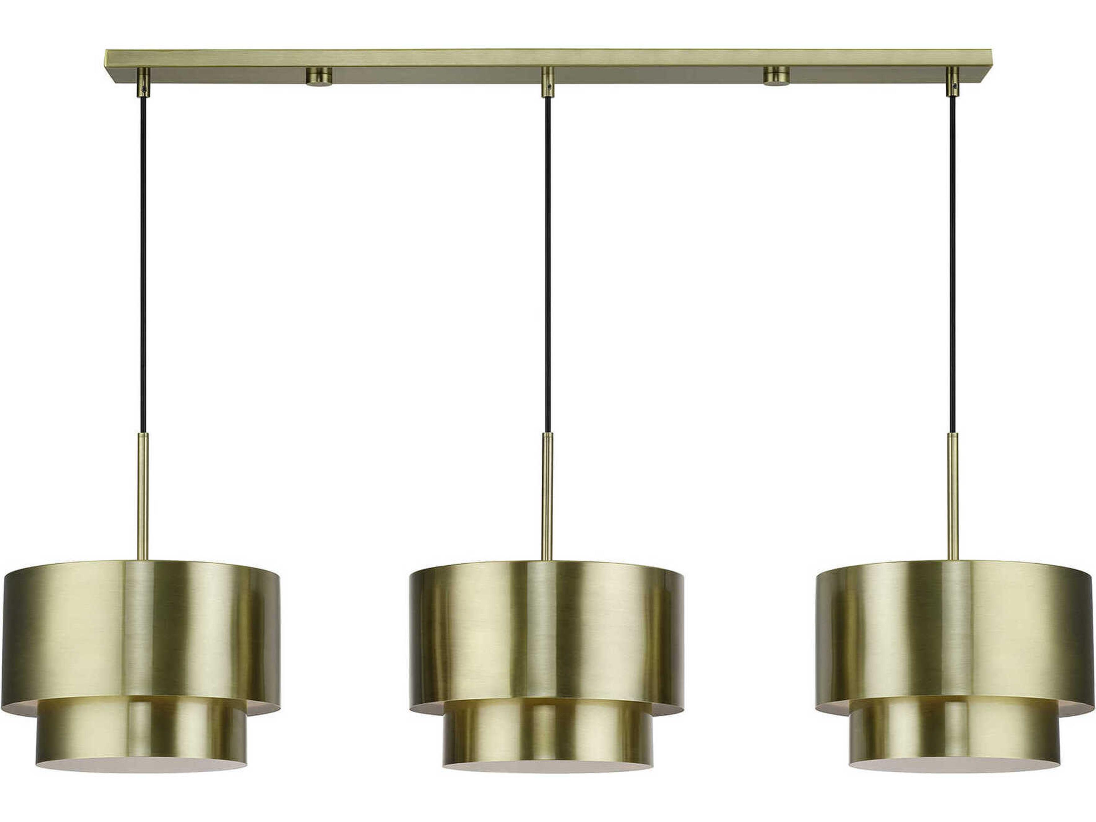 Livex Lighting Zolana 3-Light Antique Brass Drum Island Pendant