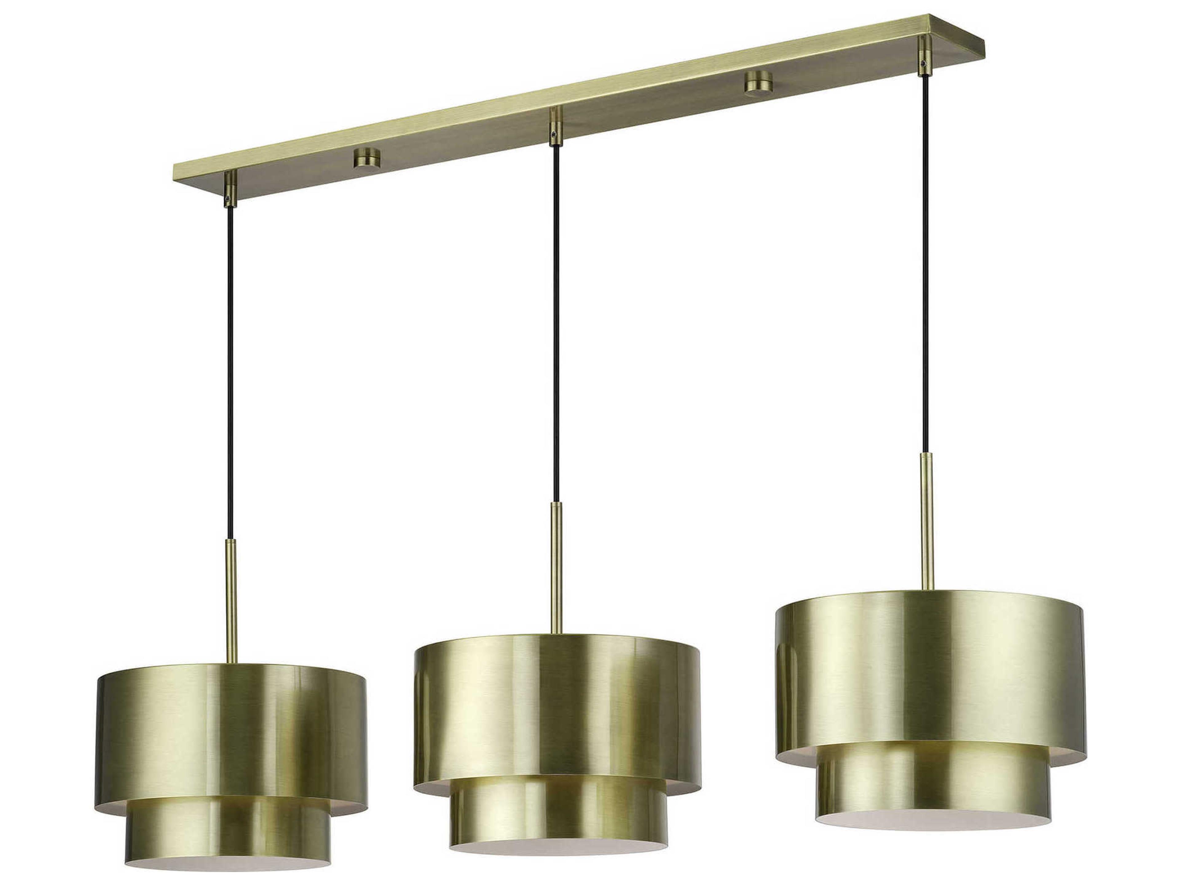 Zolana 3-Light Antique Brass Drum Island Pendant