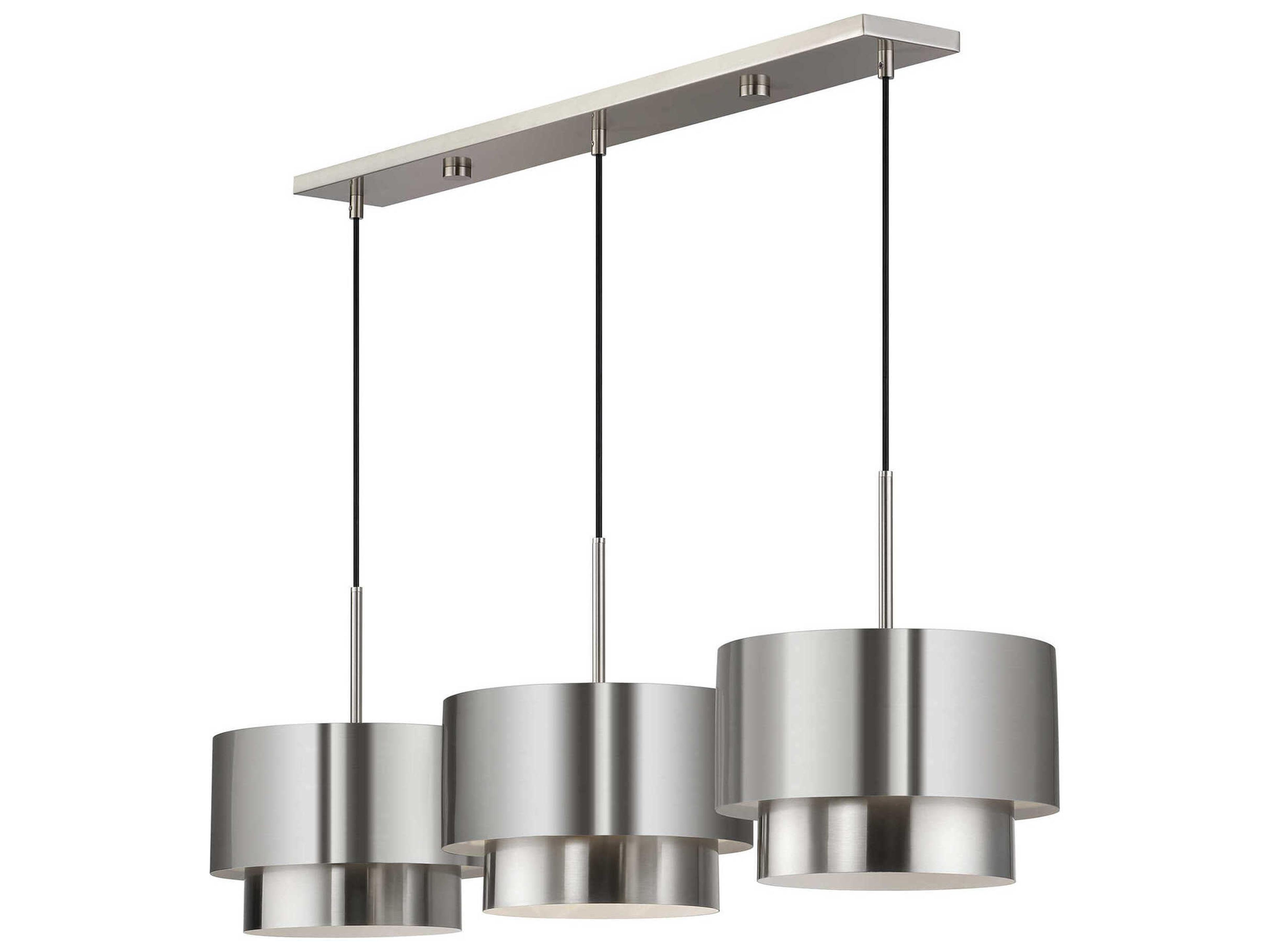 Livex Lighting Zolana 3-Light Brushed Nickel Drum Island Pendant