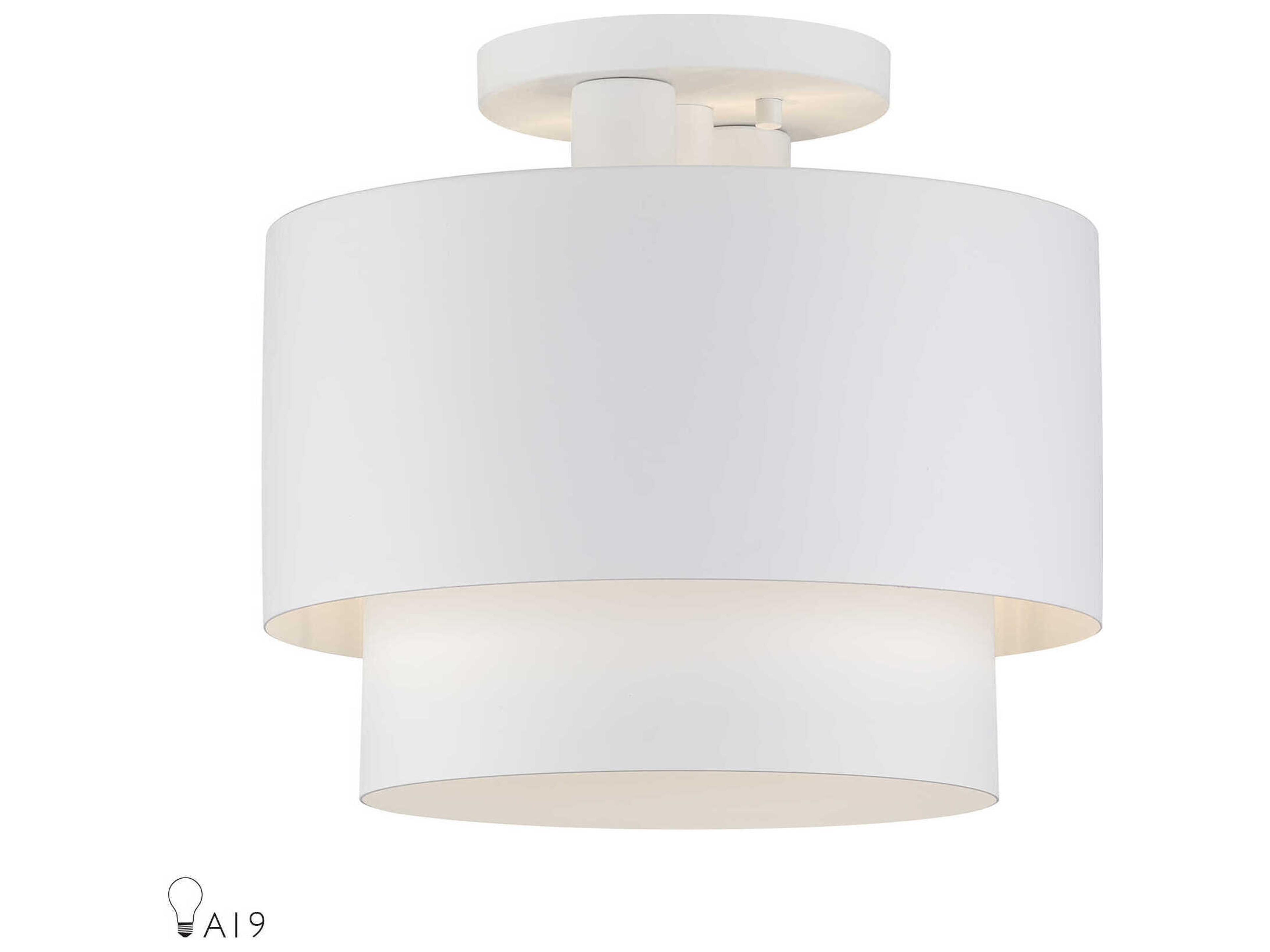 Livex Lighting Zolana 2-Light White Bowl Semi Flush Mount