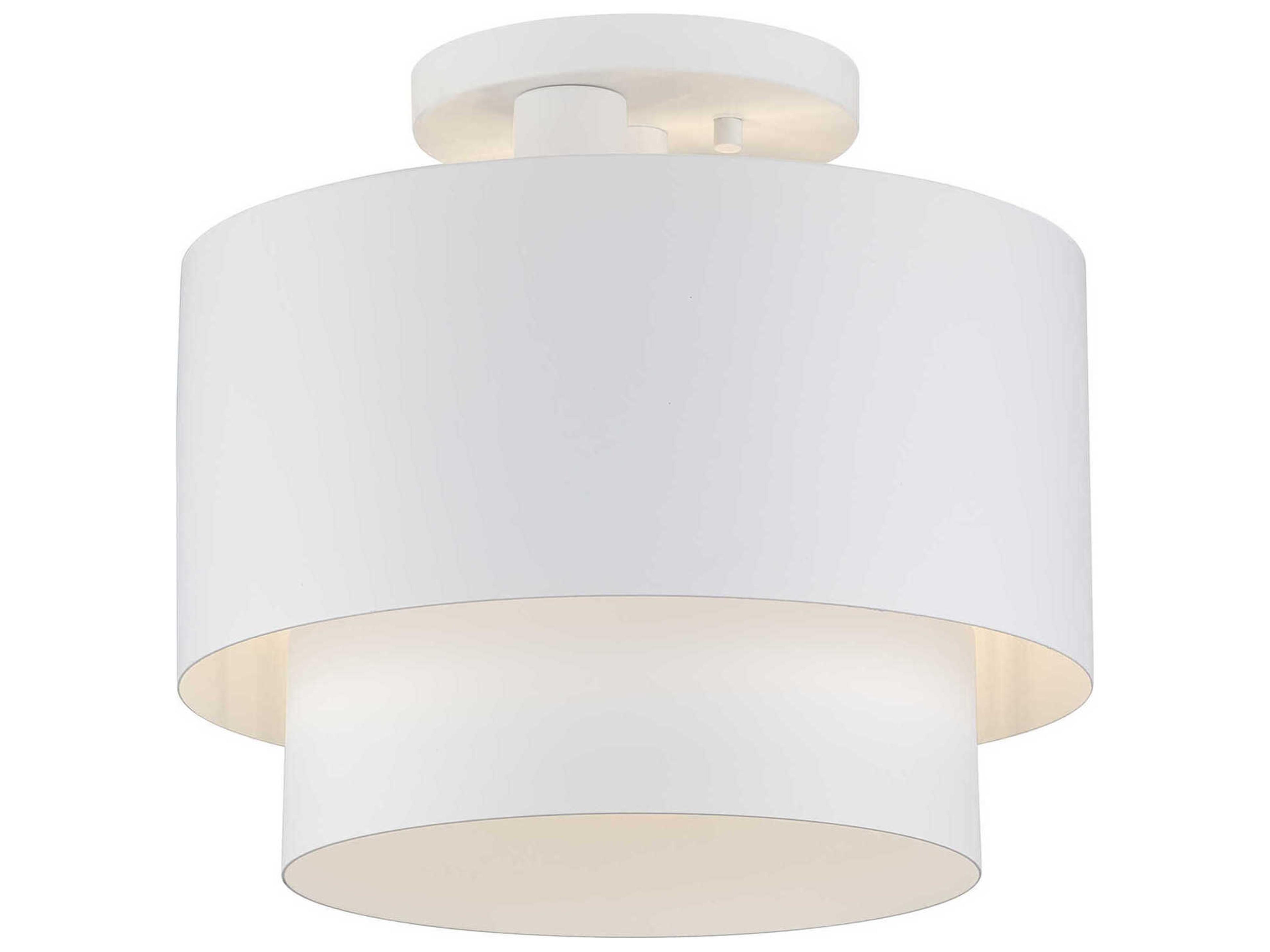Livex Lighting Zolana 2-Light White Bowl Semi Flush Mount