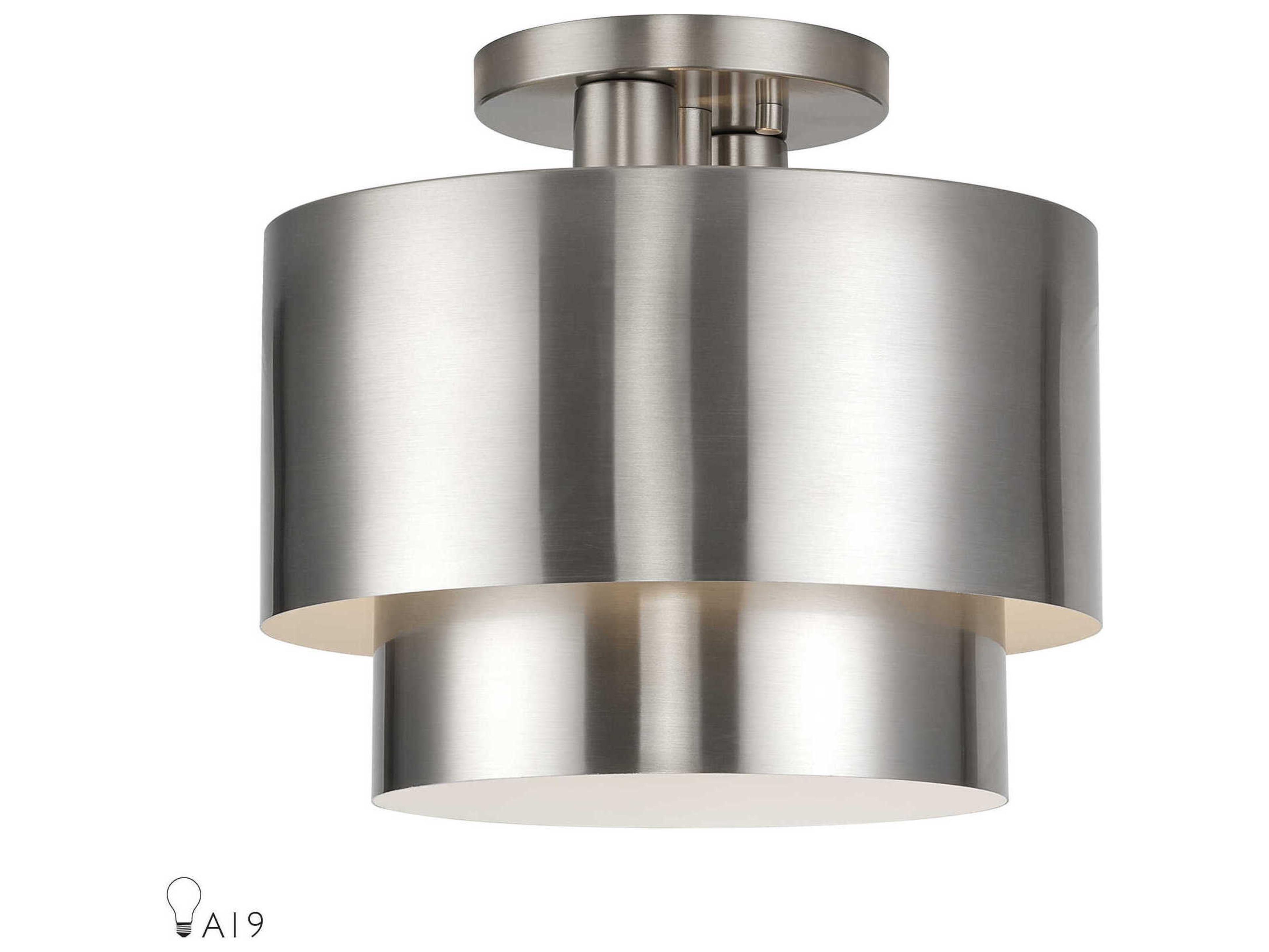Livex Lighting Zolana 2-Light Brushed Nickel Drum Semi Flush Mount