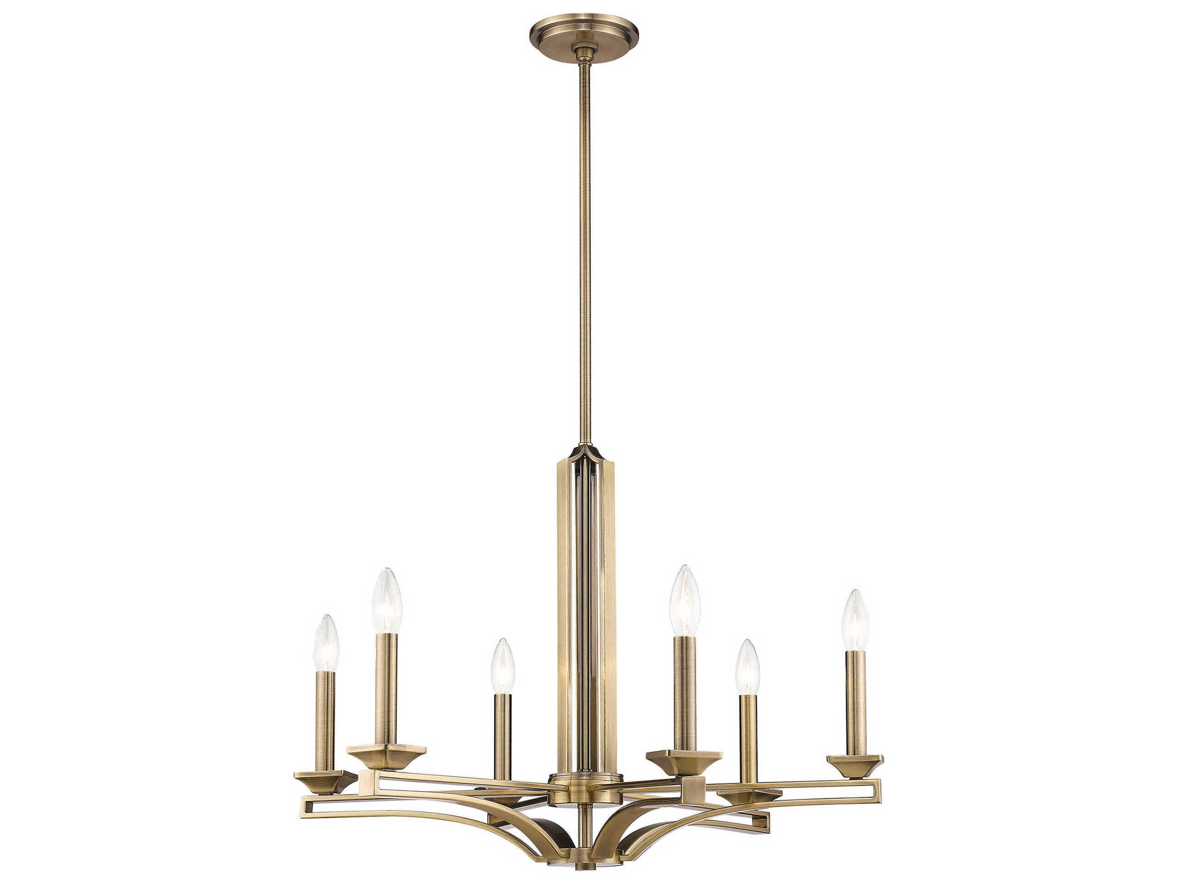 Livex Lighting Trumbull 6-Light Antique Brass Candelabra Chandelier