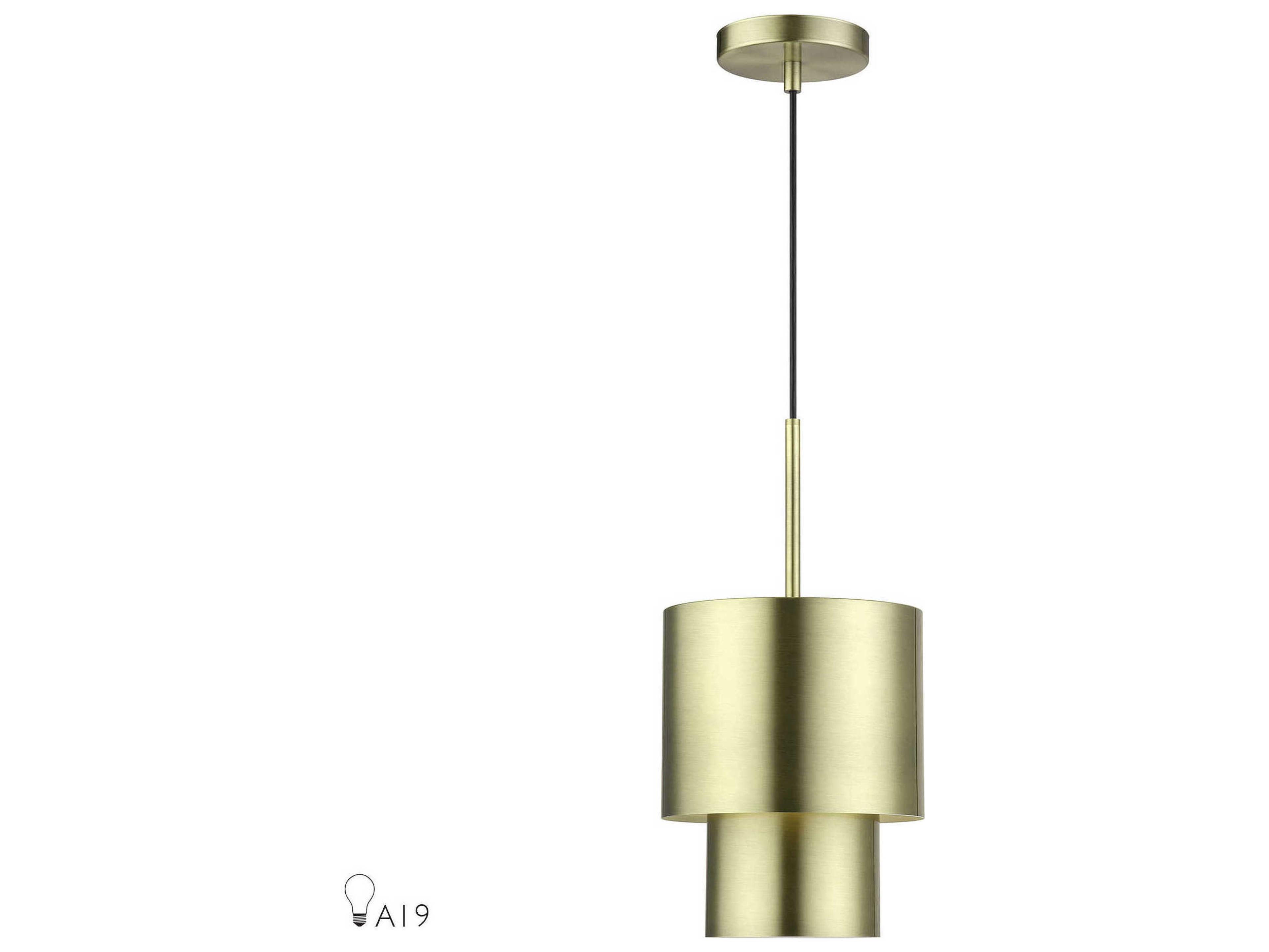 Livex Lighting Zolana 1-Light Antique Brass Drum Mini Pendant