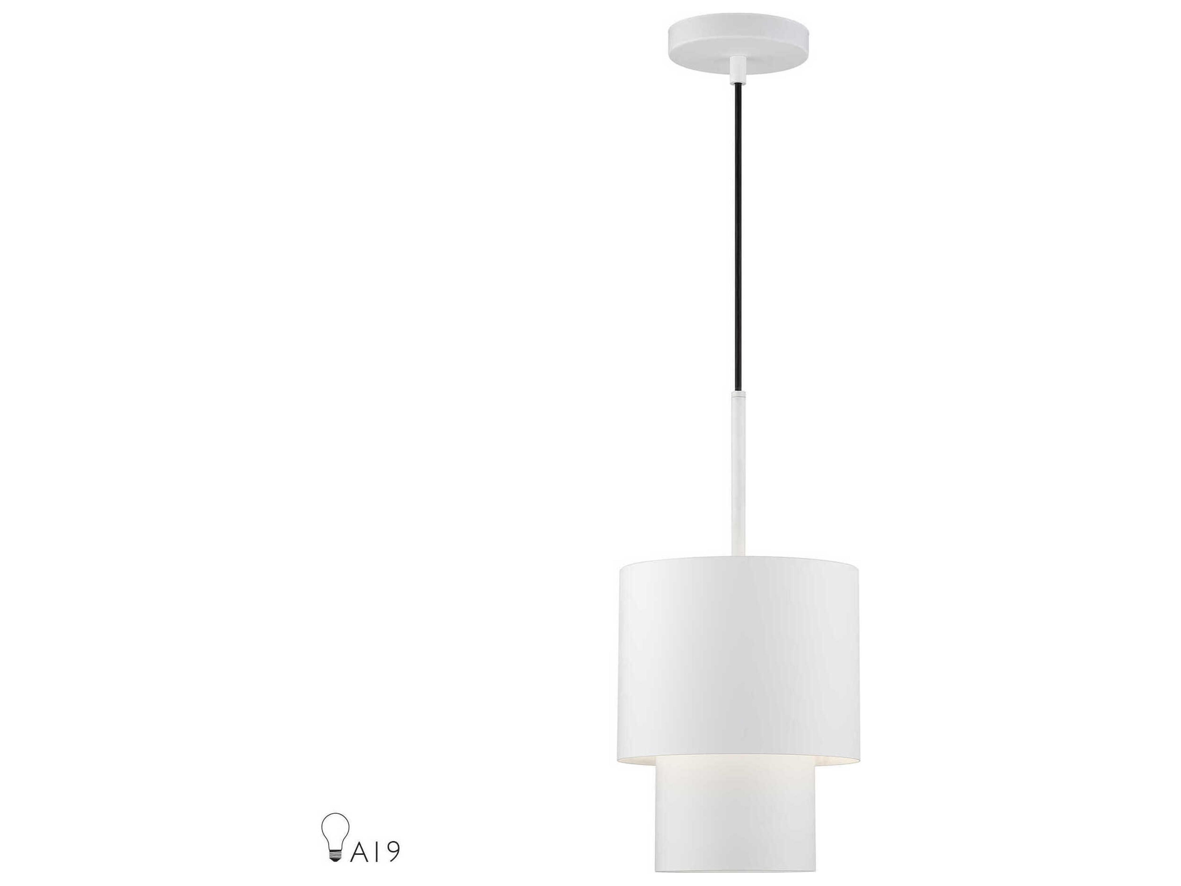 Livex Lighting Zolana 1-Light White Drum Mini Pendant