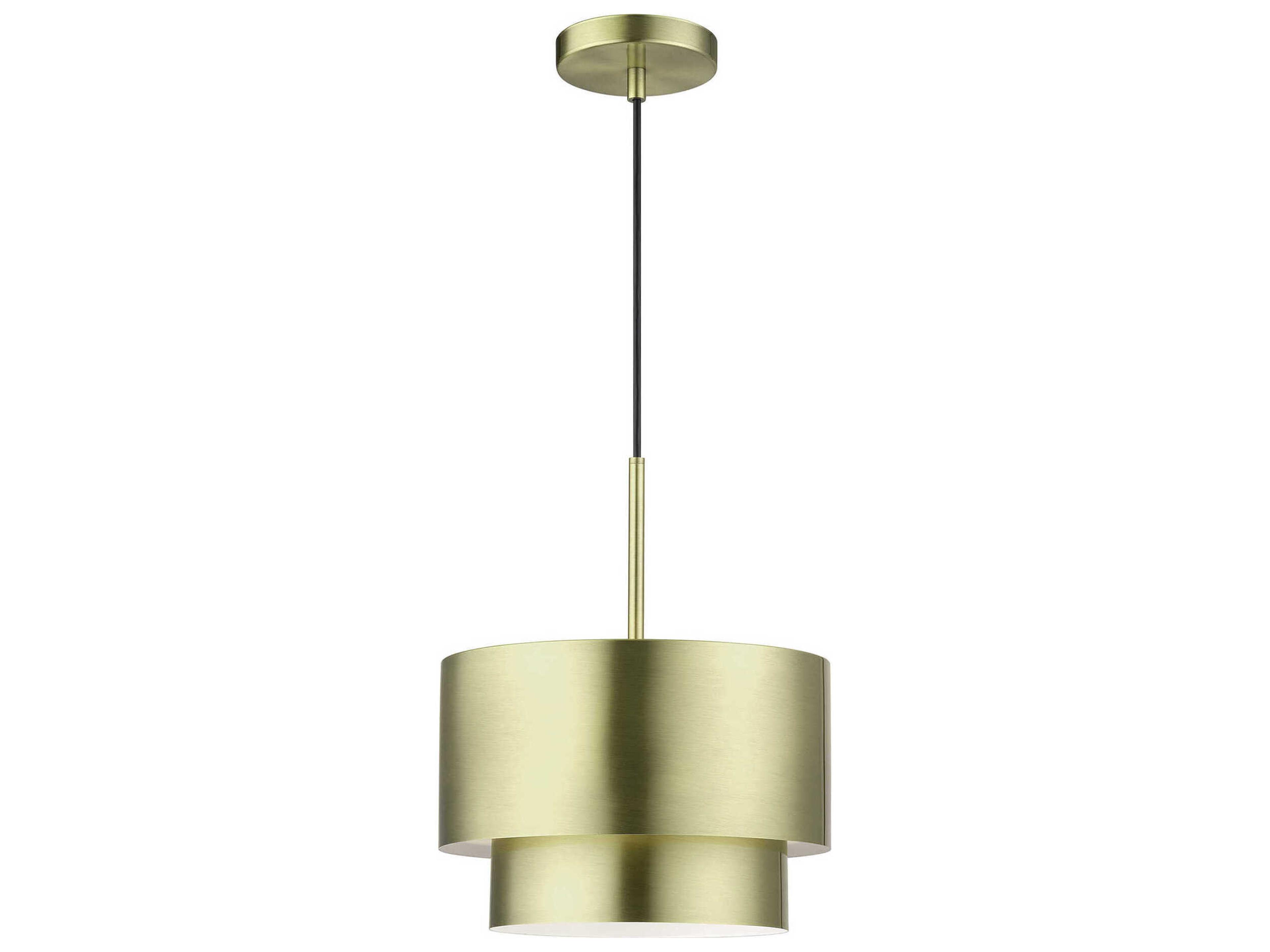 Zolana 1-Light Antique Brass Gray Drum Mini Pendant
