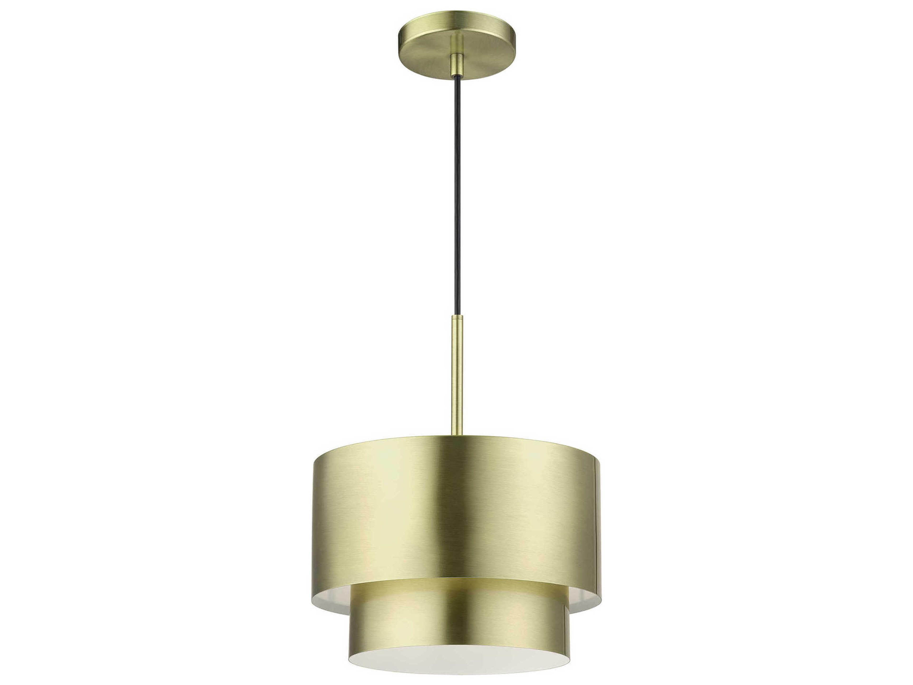 Livex Lighting Zolana 1-Light Antique Brass Gray Drum Mini Pendant